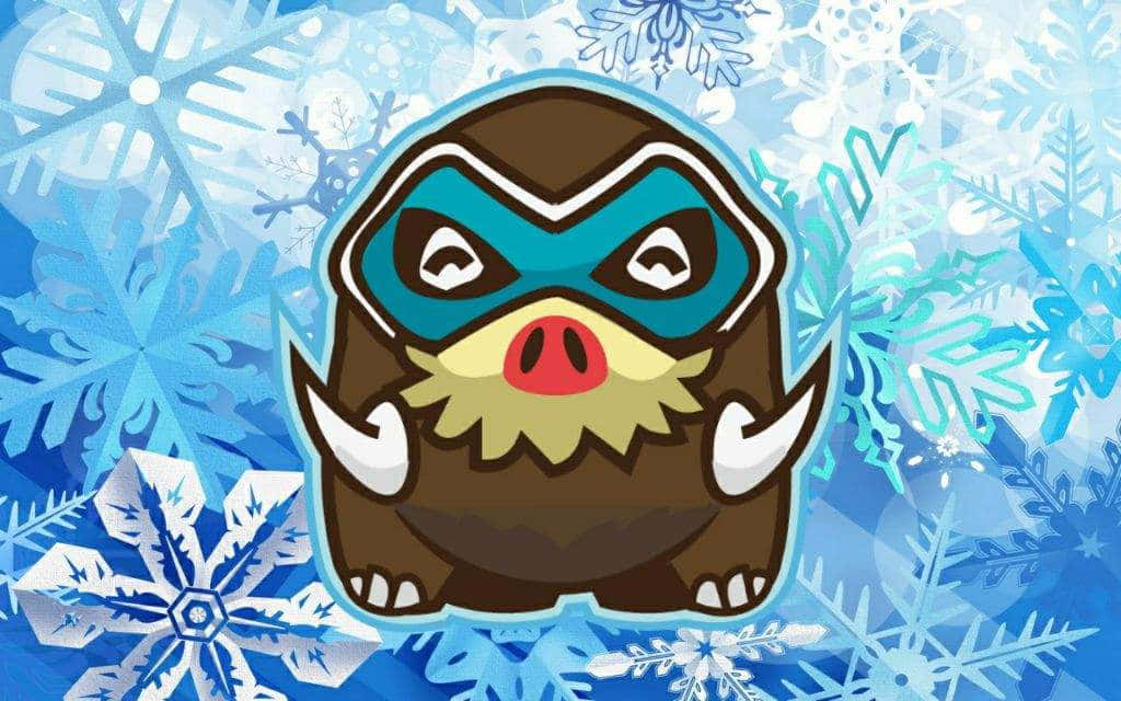 Mamoswine sinisellä lumihiutaletaustalla Taustakuvat