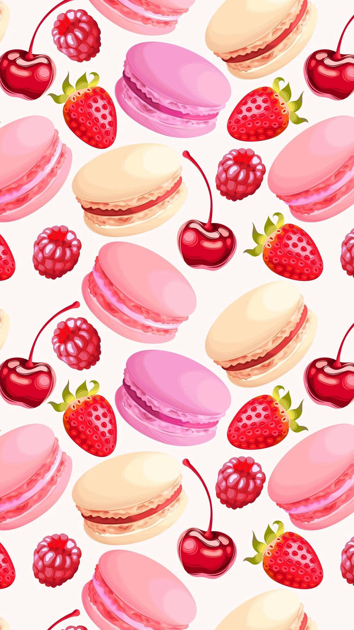 Mansikka Kirsikka Macaron Tyttömäinen Söpö Kuva Taustakuvat