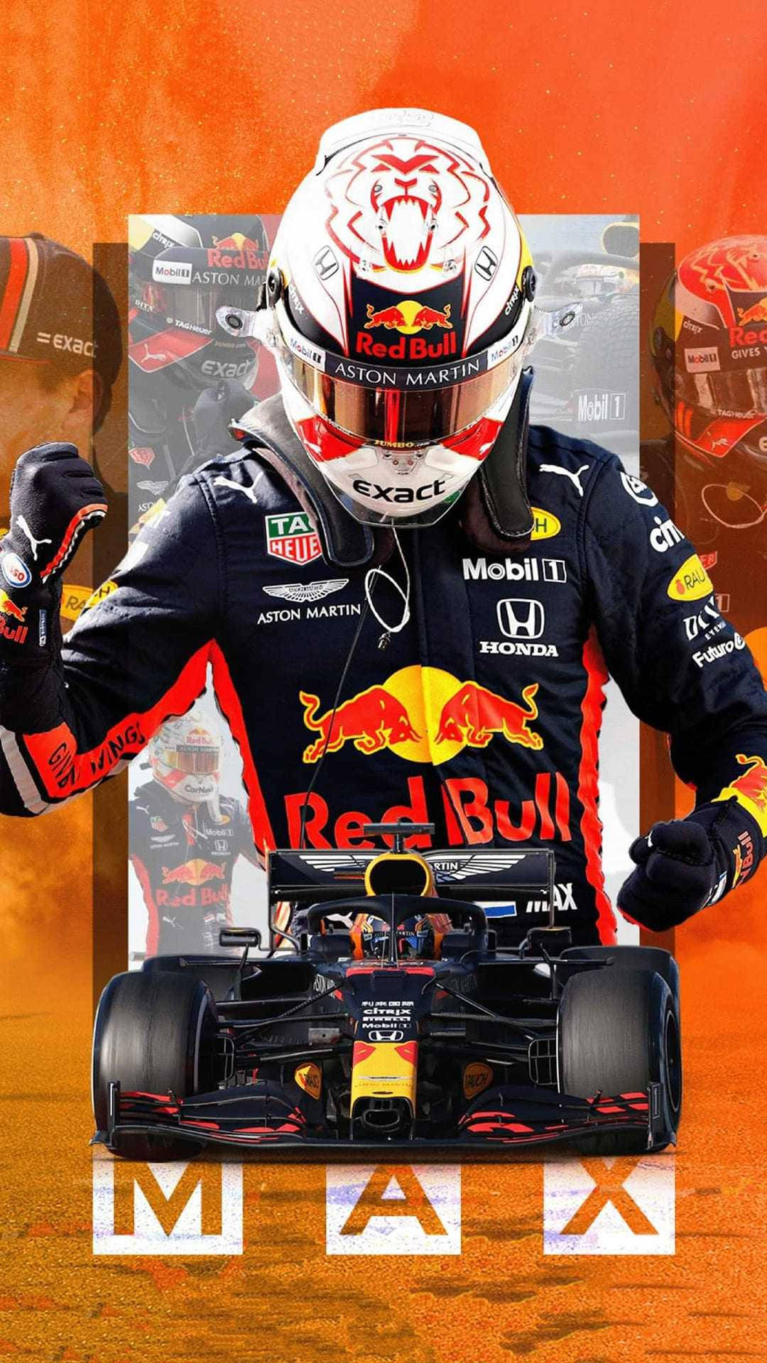Max Verstappen kilpailee tunnusomaisella Red Bull -autollaan Taustakuvat