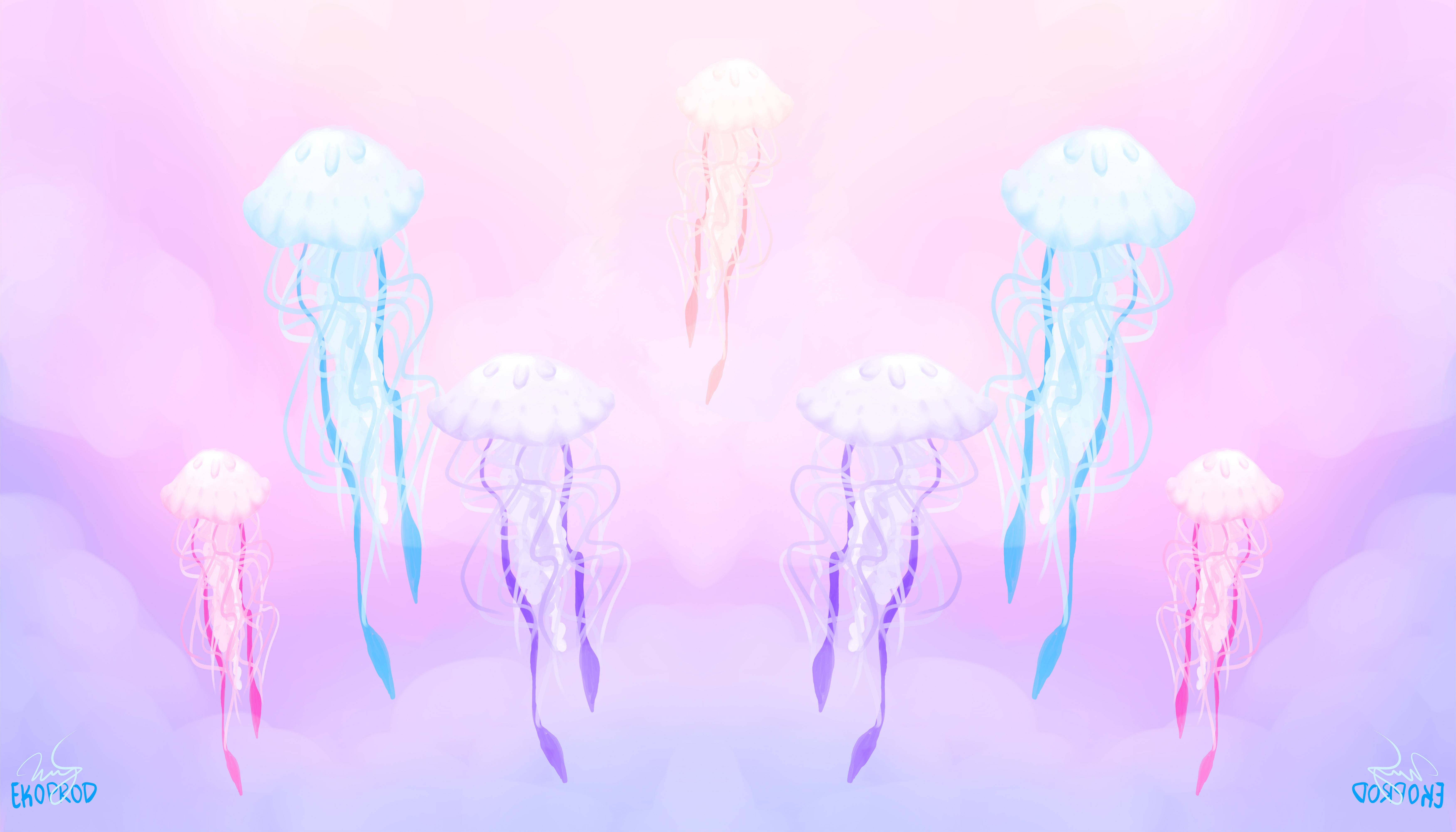 Meduusat Pastelligore-taiteessa Taustakuvat