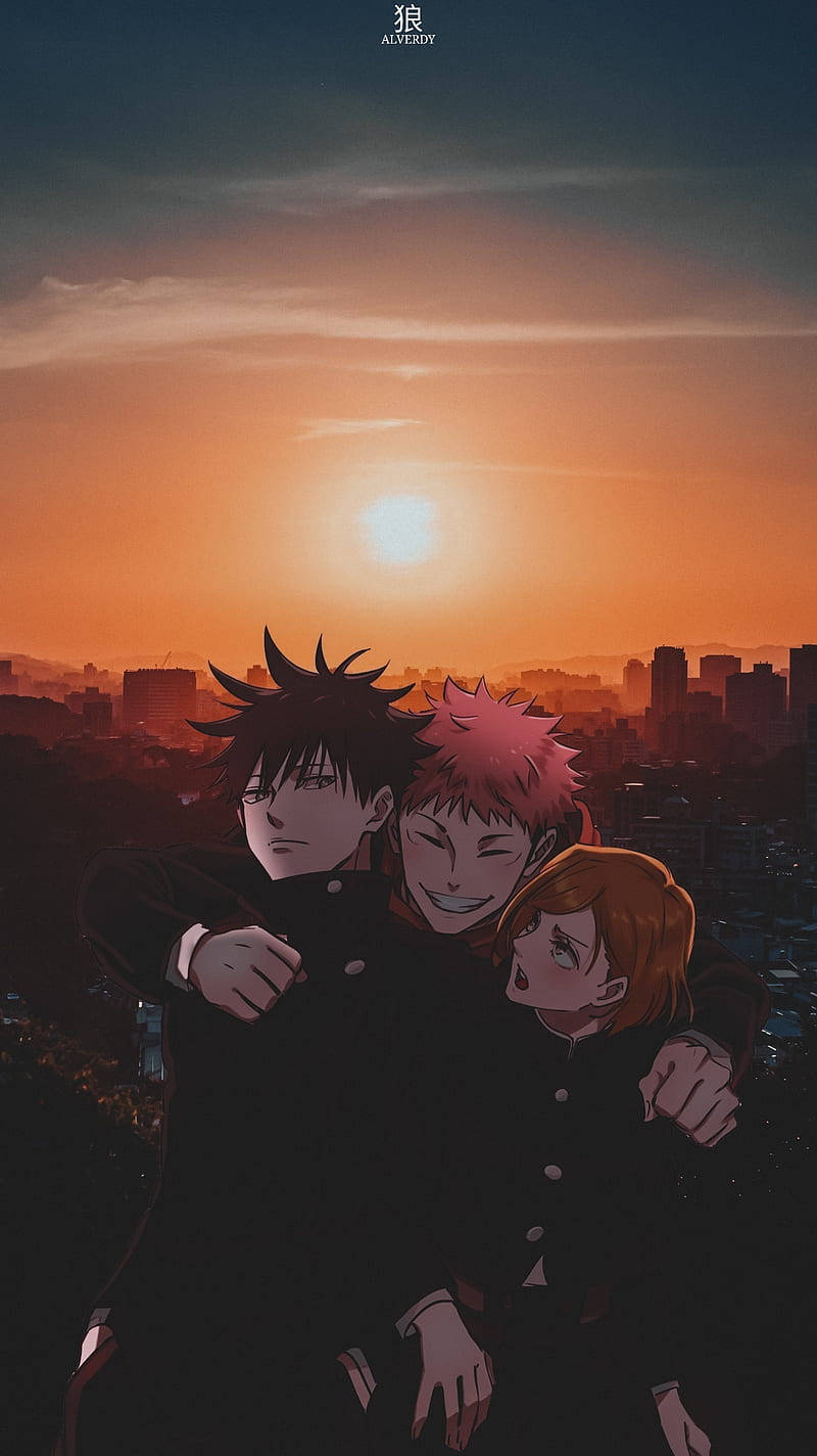 Megumi Yuji Nobara Anime Aesthetic Auringonlasku Taustakuvat