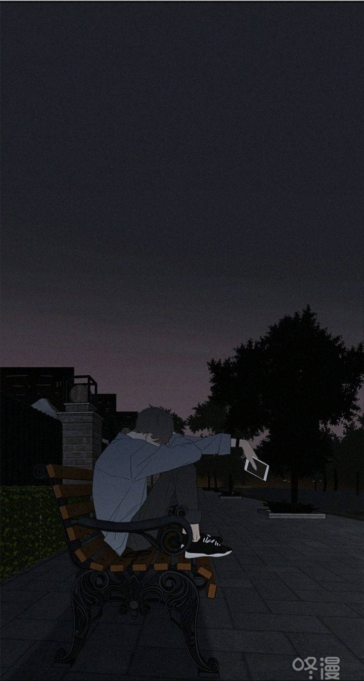Melankolinen anime-estetiikka: Yksinäinen hahmo puistonpenkillä Taustakuvat