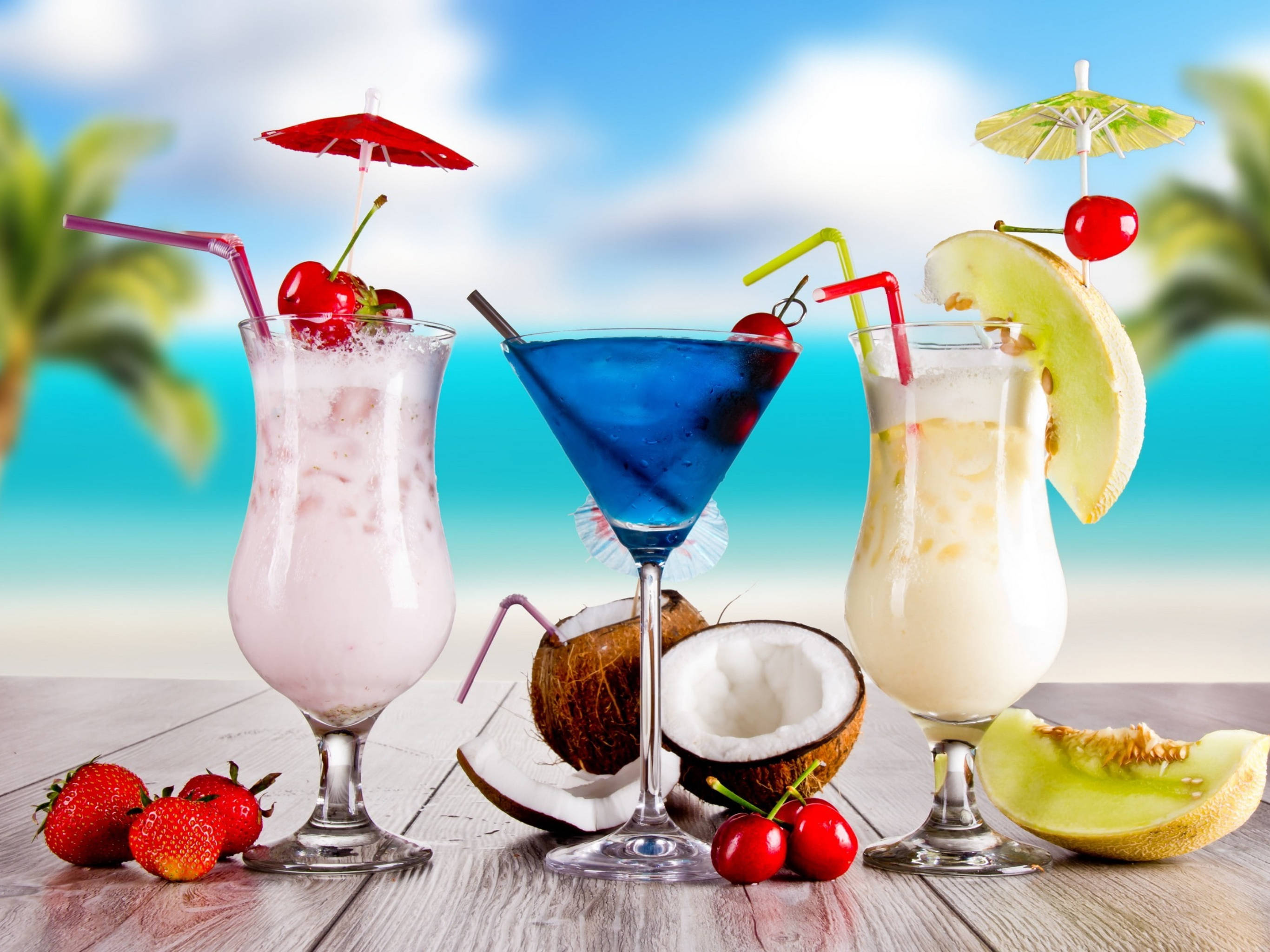 Meloni, Marja, Blue Curacao Trooppiset Juomat Taustakuvat