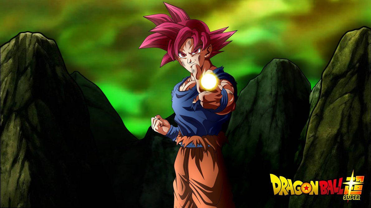 Taustakuva Super Saiyan Jumala Gokusta galaktisessa vihreässä taivaassa. — Goku Taustakuvat