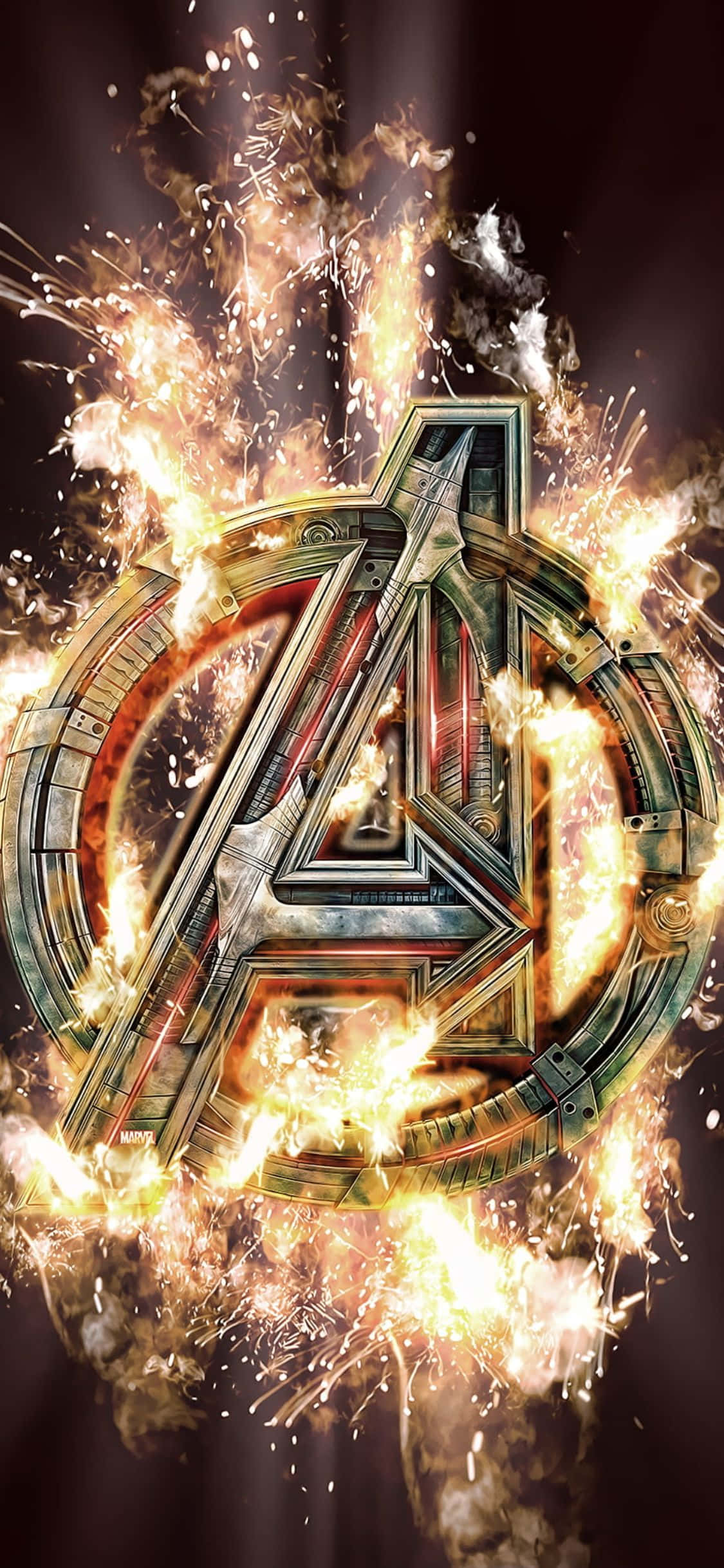 Metallinen logomuotoilu iPhone XS Avengers -tausta Taustakuvat