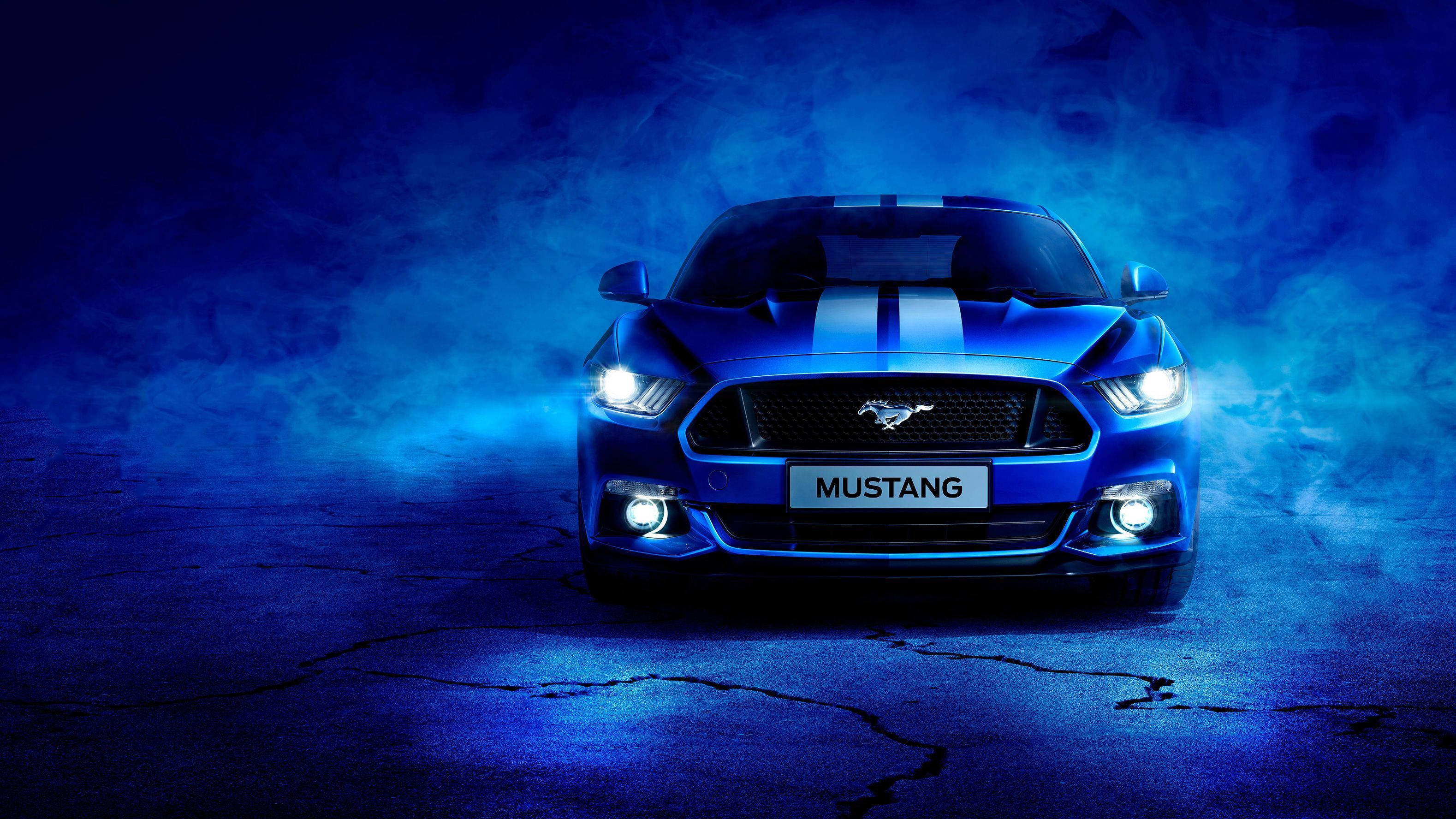 Metallinsininen Ford Mustang 4K -auto Taustakuvat