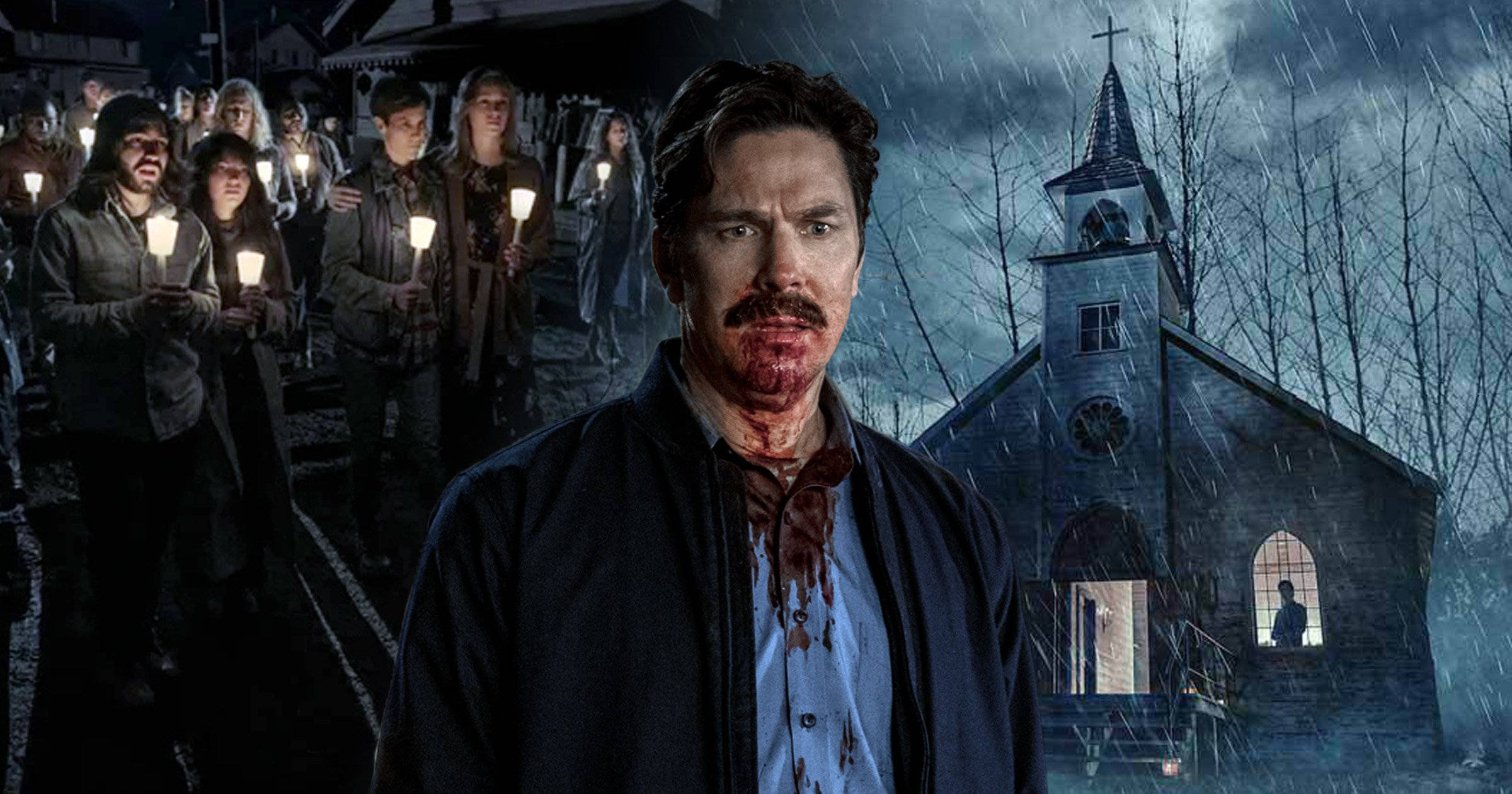 Michael Trucco, päähenkilö TV-sarjassa Midnight Mass Taustakuvat