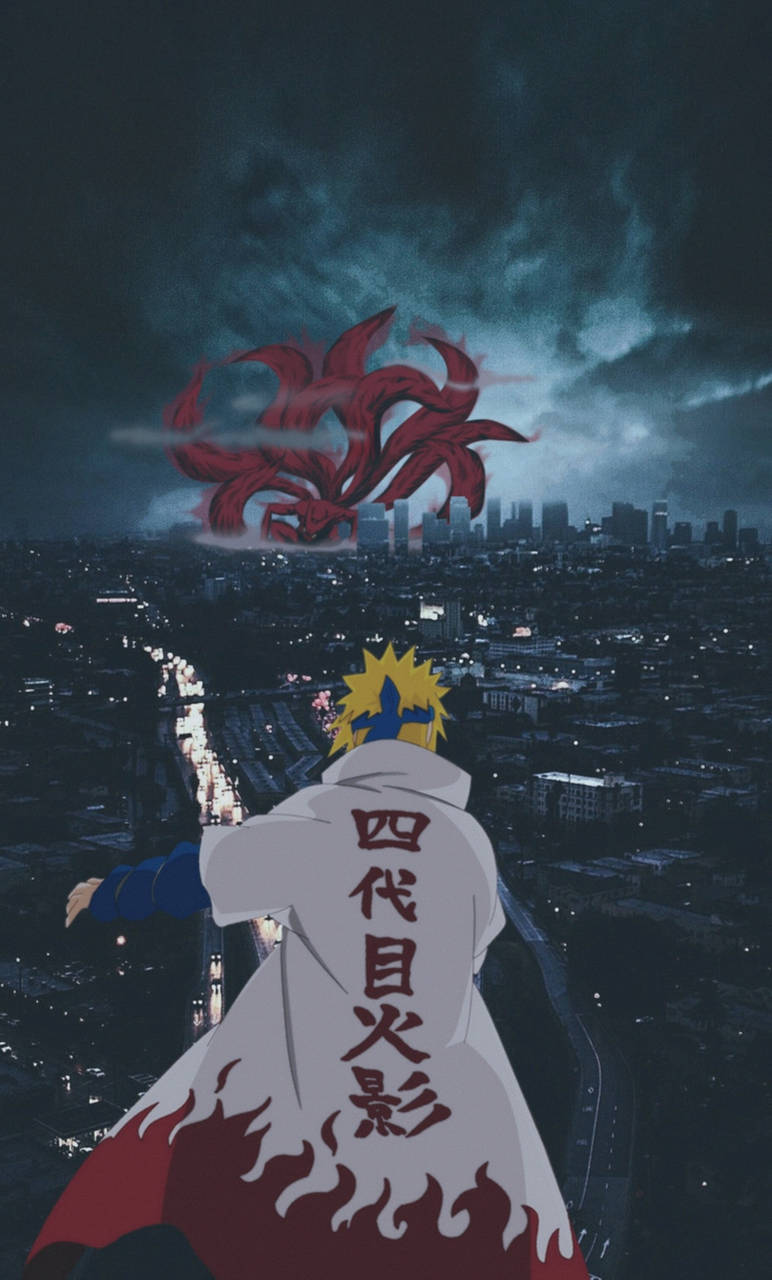 Minato vastaan yhdeksänhäntäinen peto esteettinen Naruto Taustakuvat