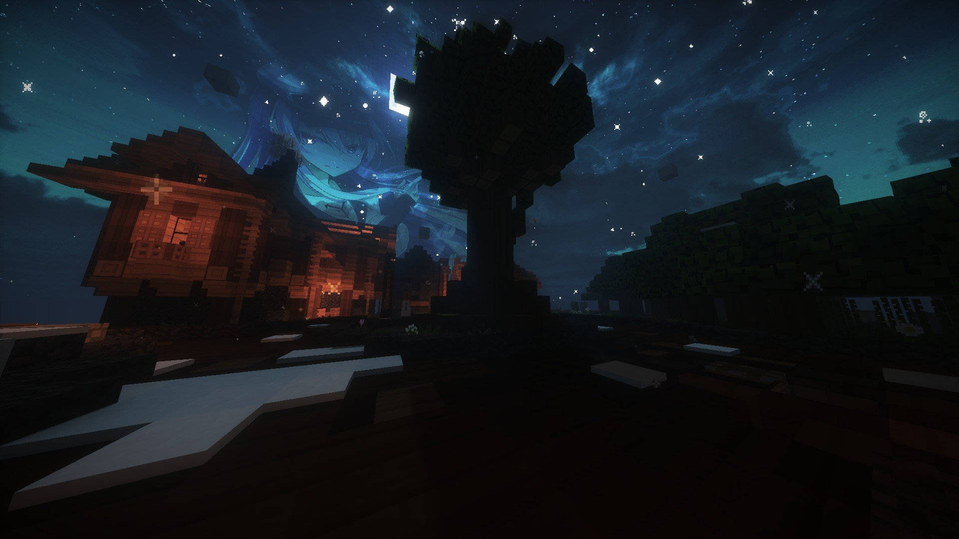 Minecraft esteettinen yötaivas Taustakuvat