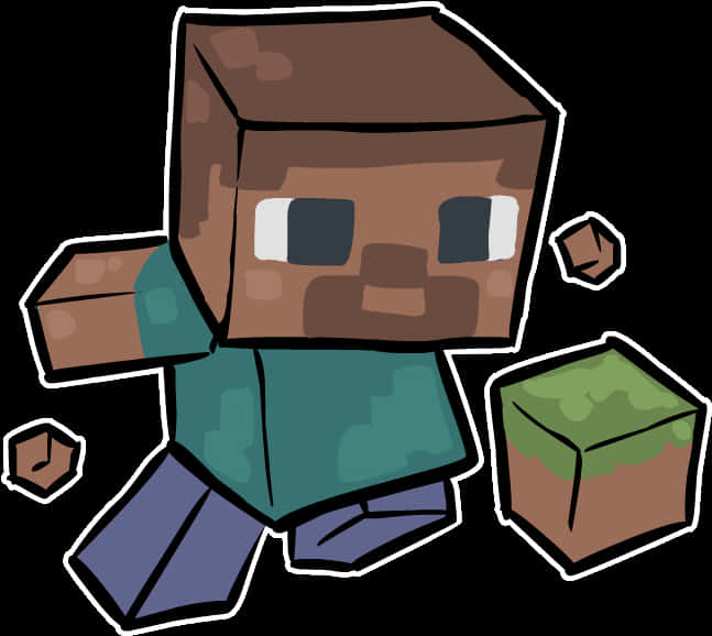 Minecraft-hahmo ja -palikat vektorigrafiikkana Taustakuvat