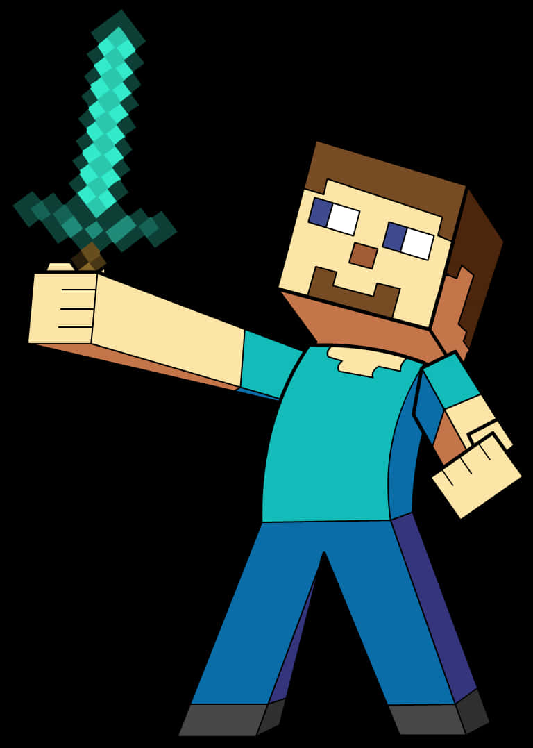 Minecraft-hahmo miekalla Taustakuvat