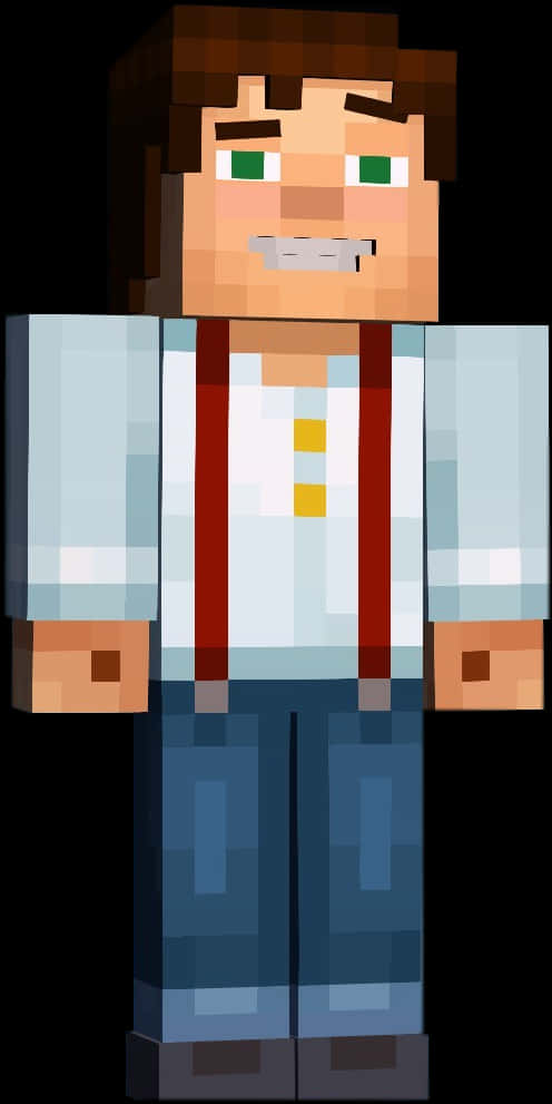 Minecraft-hahmo punaisilla henkseleillä Taustakuvat