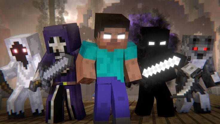Minecraft Herobrine hirviöiden ja entiteetin kanssa Taustakuvat