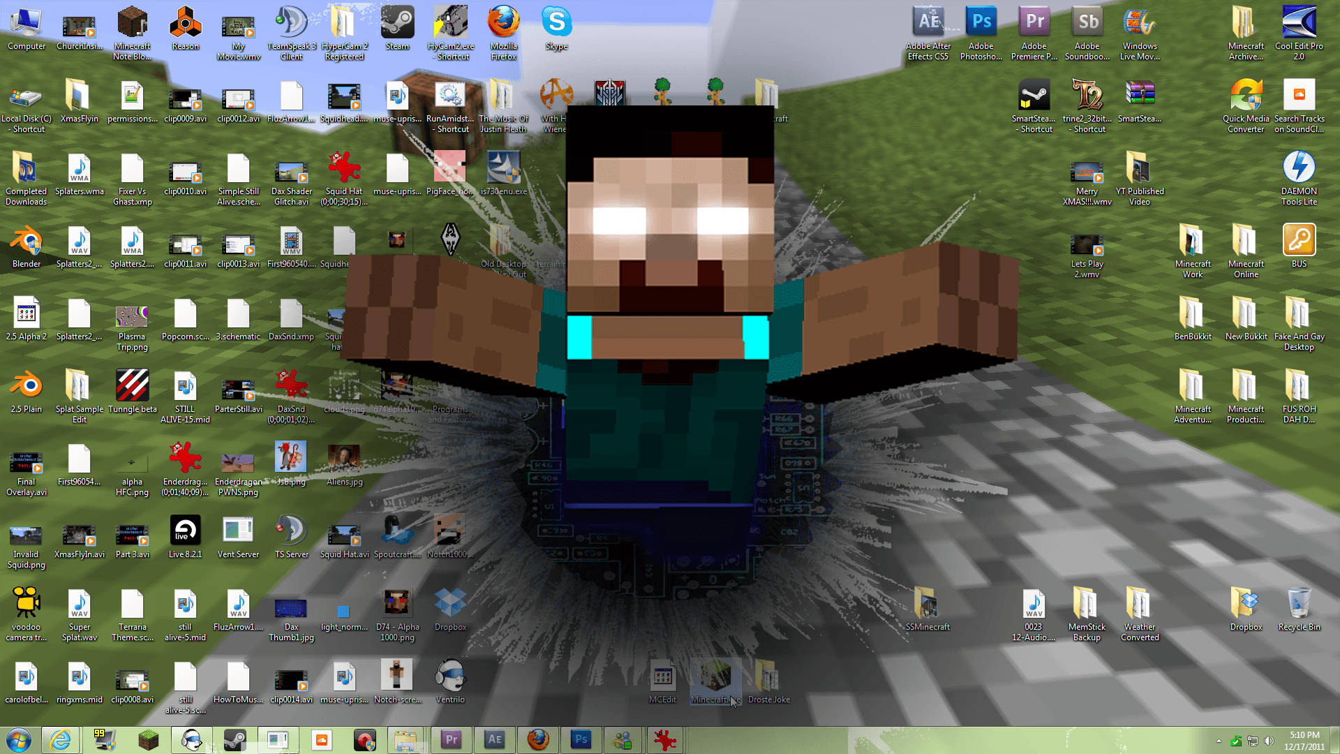 Minecraft Herobrine murtautuu ulos tietokoneen näytöstä Taustakuvat