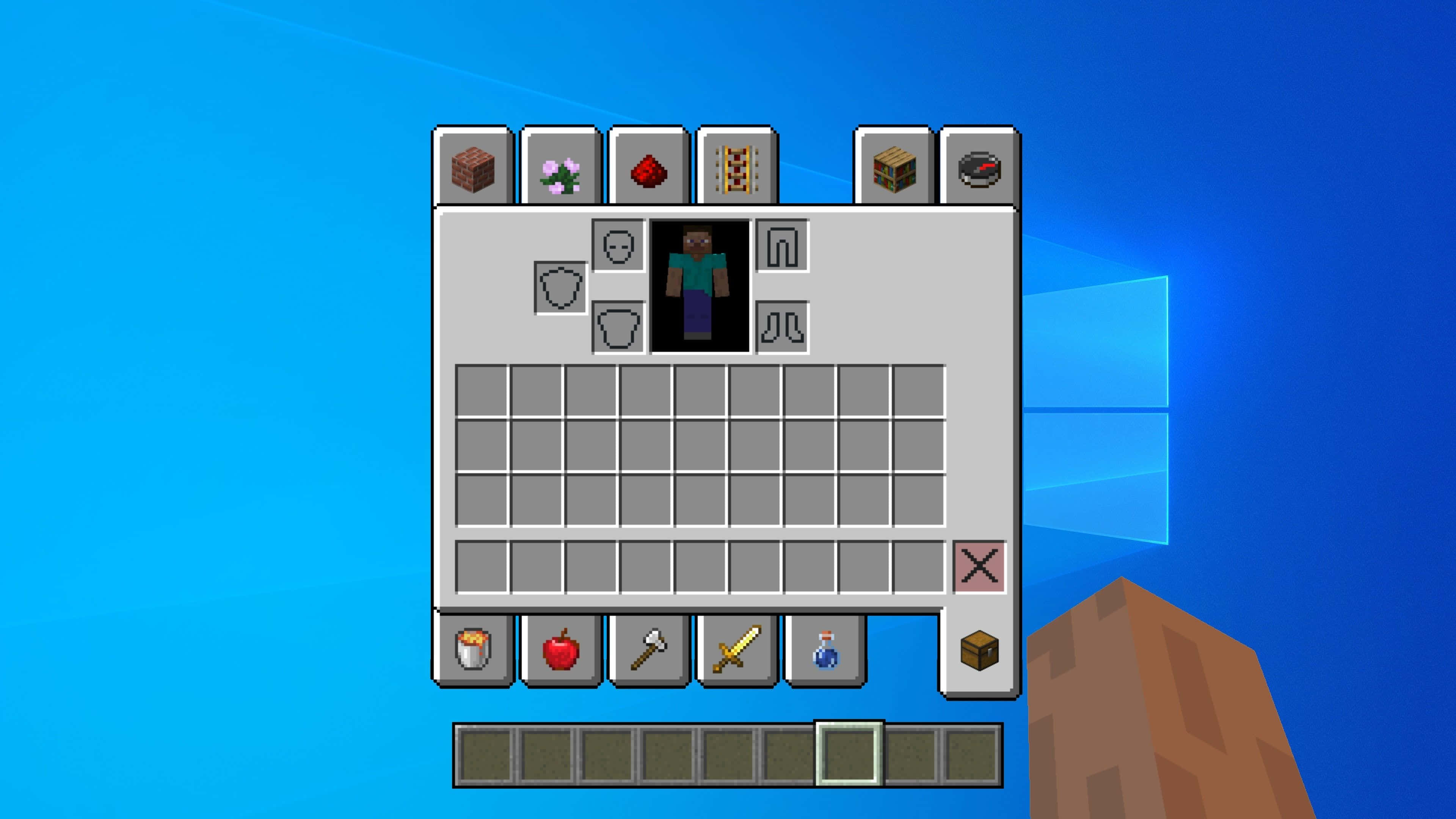 Minecraft-inventaario Steveen kädellä Taustakuvat