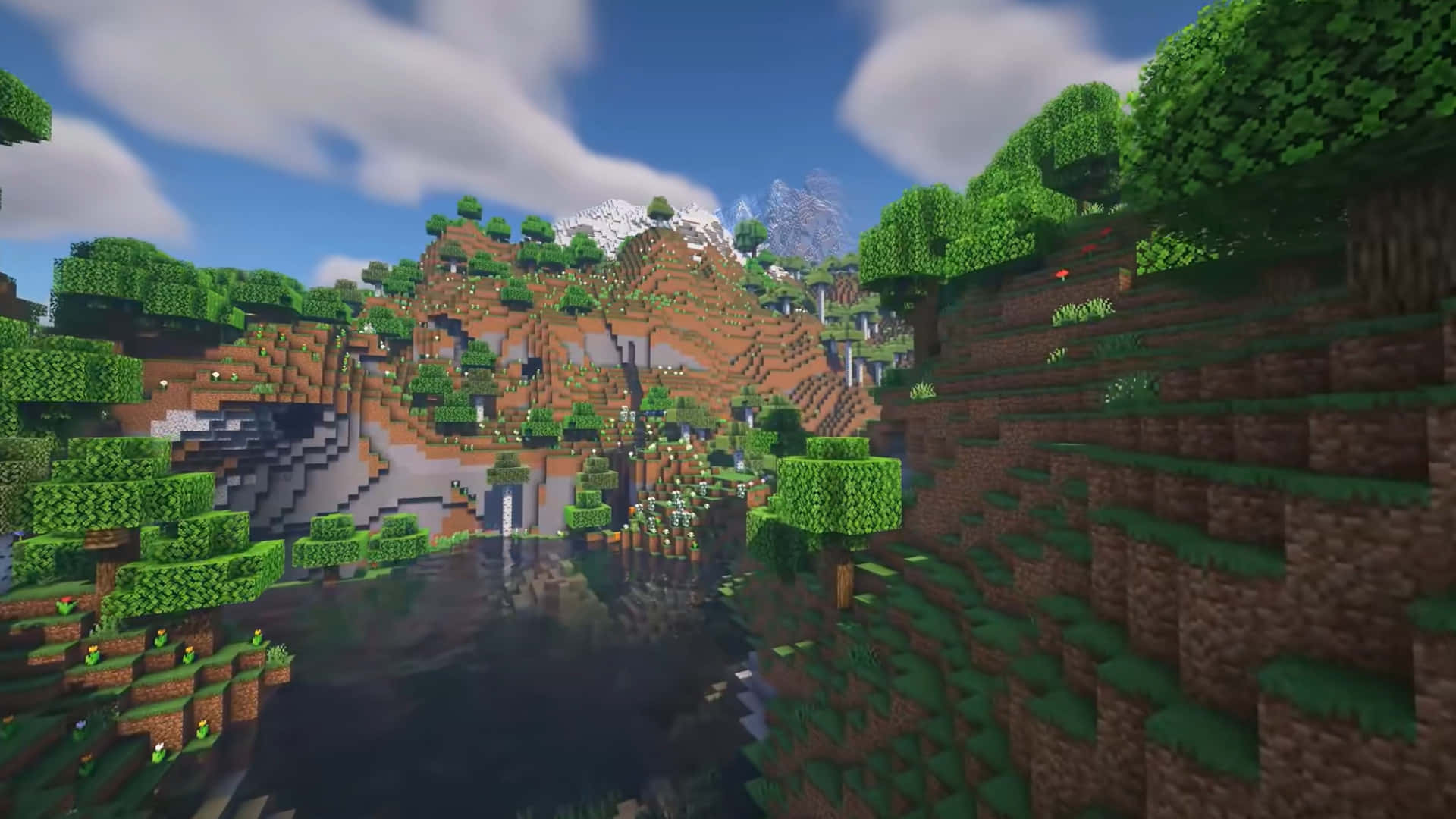 Minecraft-vuori joen kanssa Taustakuvat