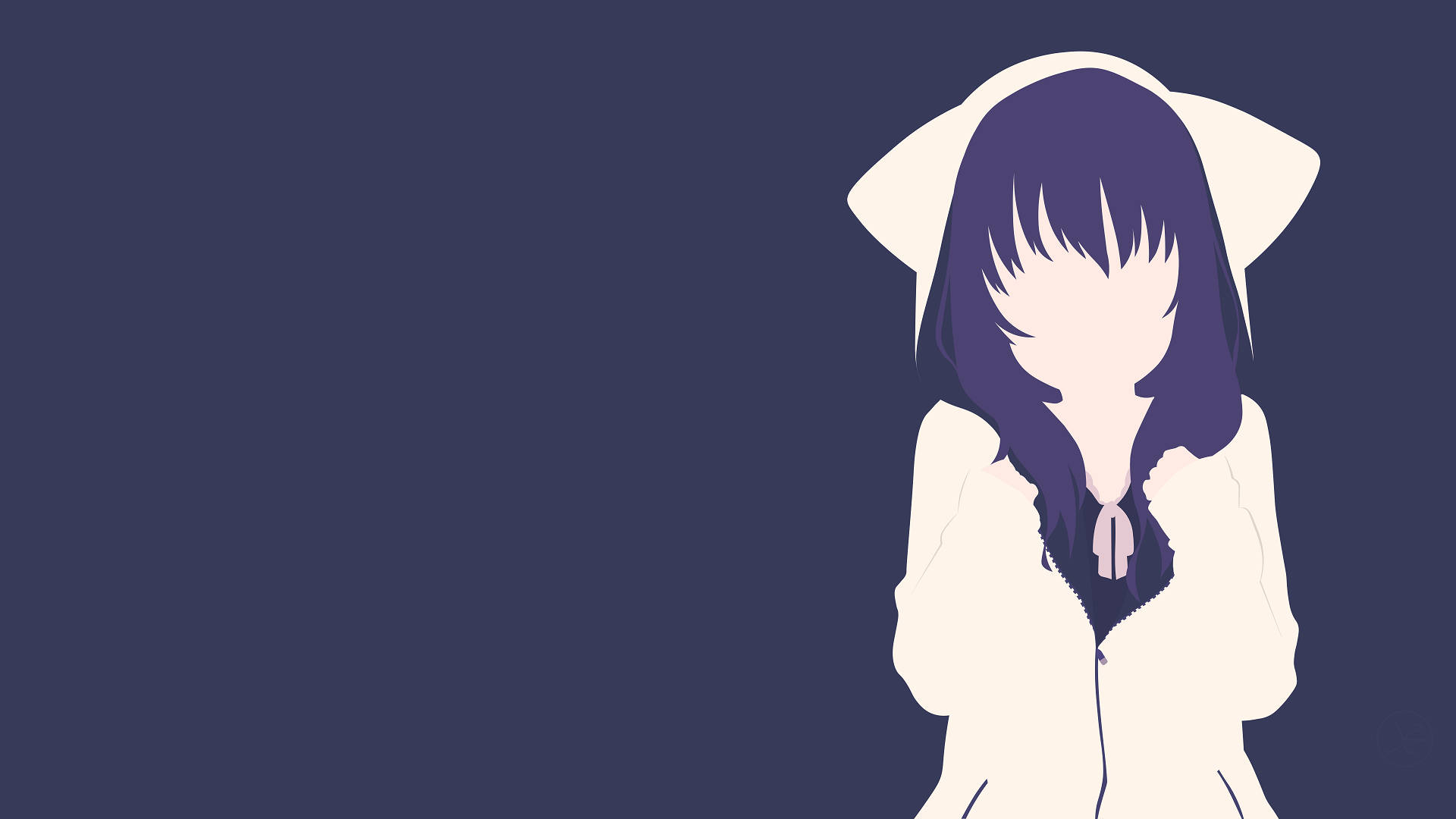 Minimalistinen anime-tyttö söpöllä kissahupparilla Taustakuvat