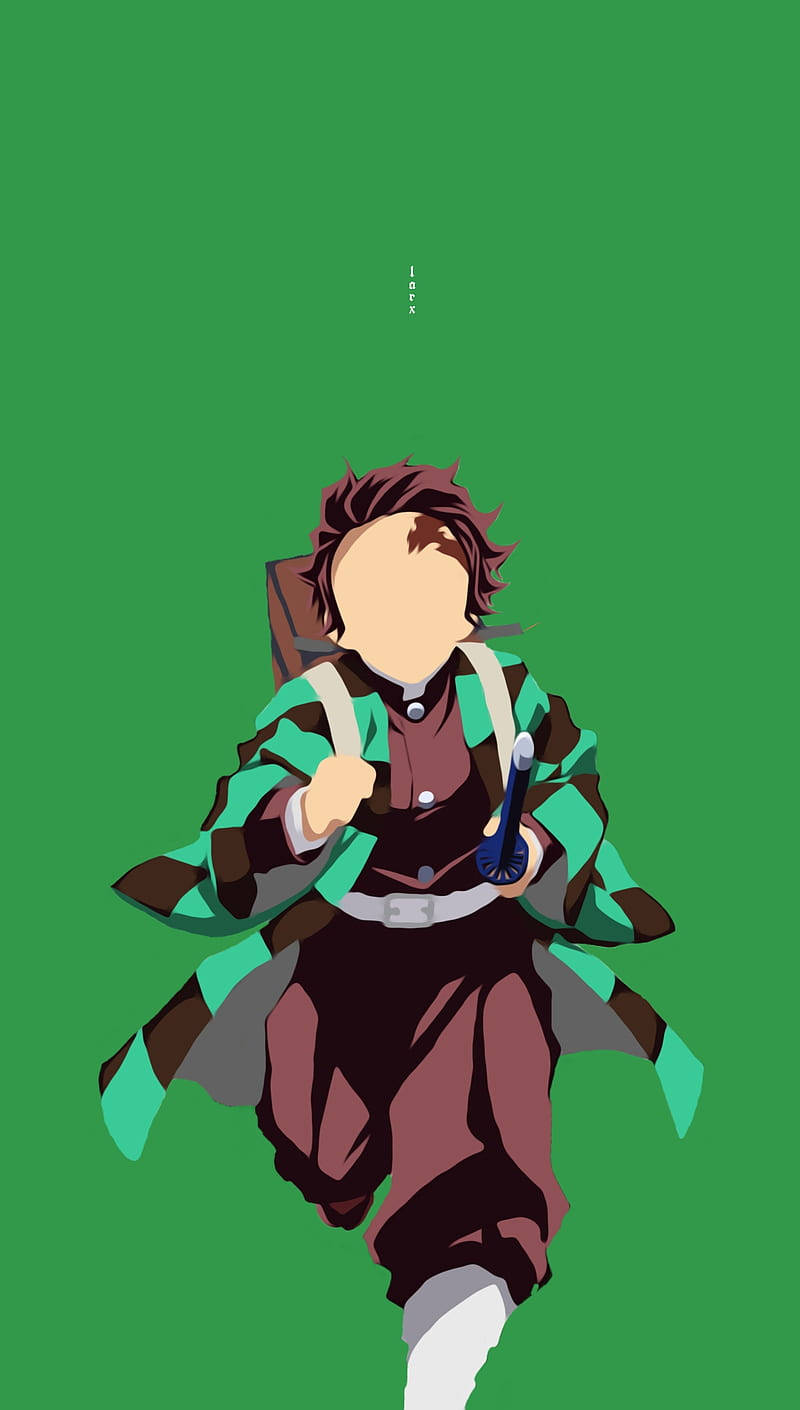 Minimalistinen Anime-taideteos – Tanjiro Kamado Demon Slayer -animaatiosta puhelimen näytölle Taustakuvat