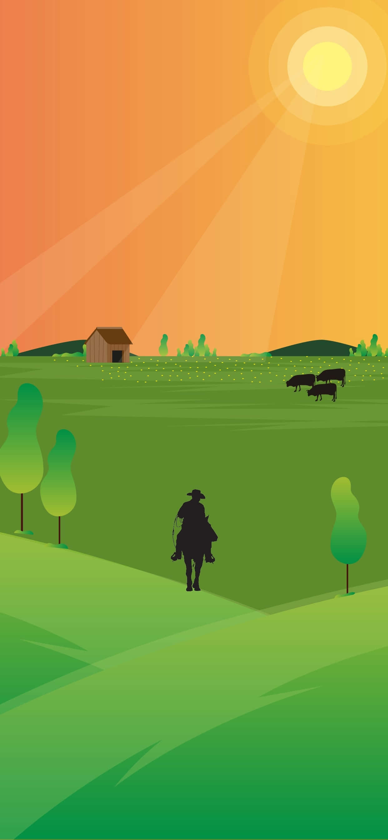 Minimalistinen Cowboy iPhone -vektoritaide Taustakuvat