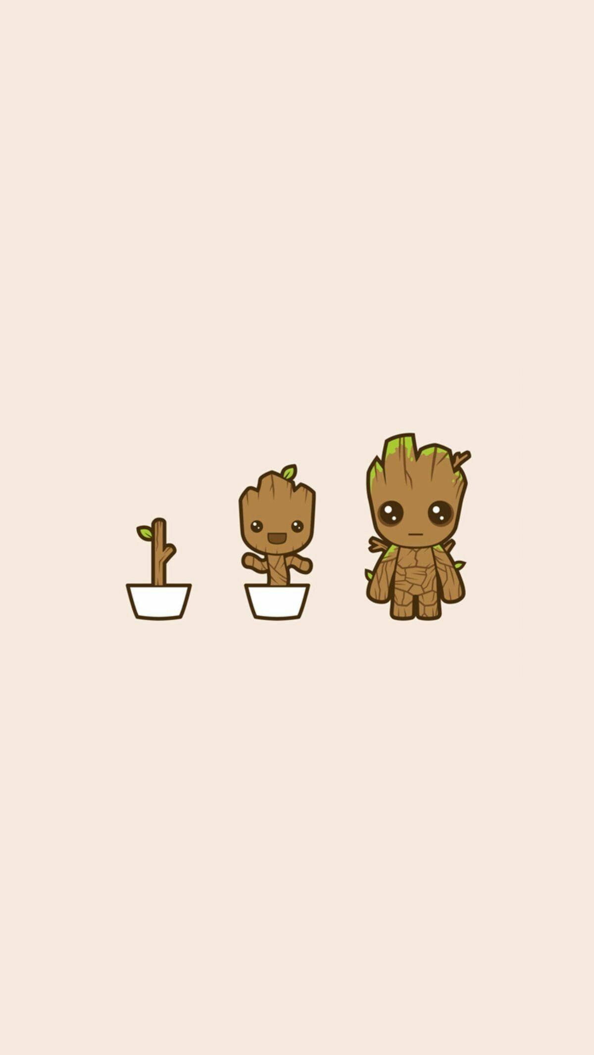 Minimalistinen Groot-taide 4K Marvel iPhone Taustakuvat