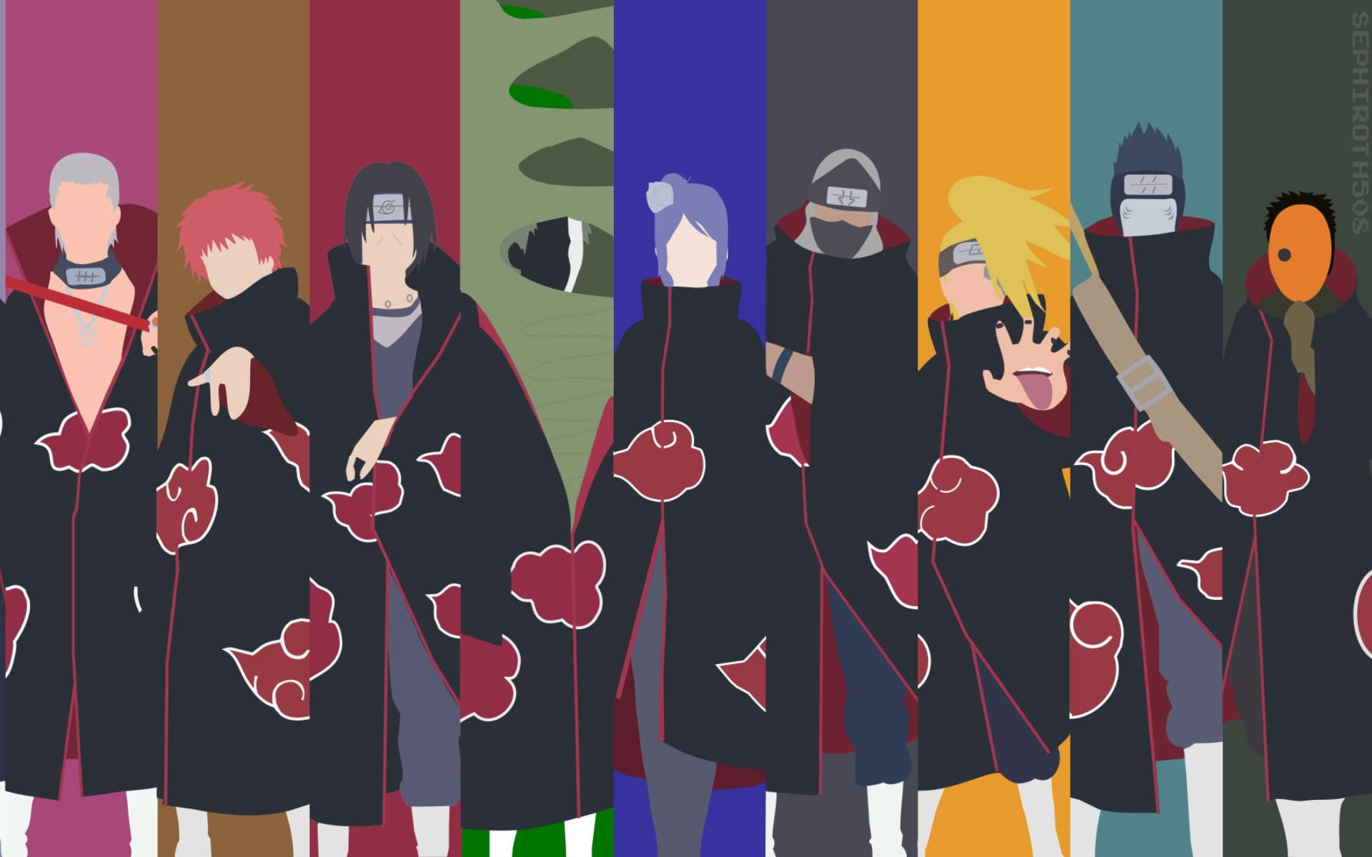 Minimalistinen Naruto-hahmot Akatsuki Taustakuvat
