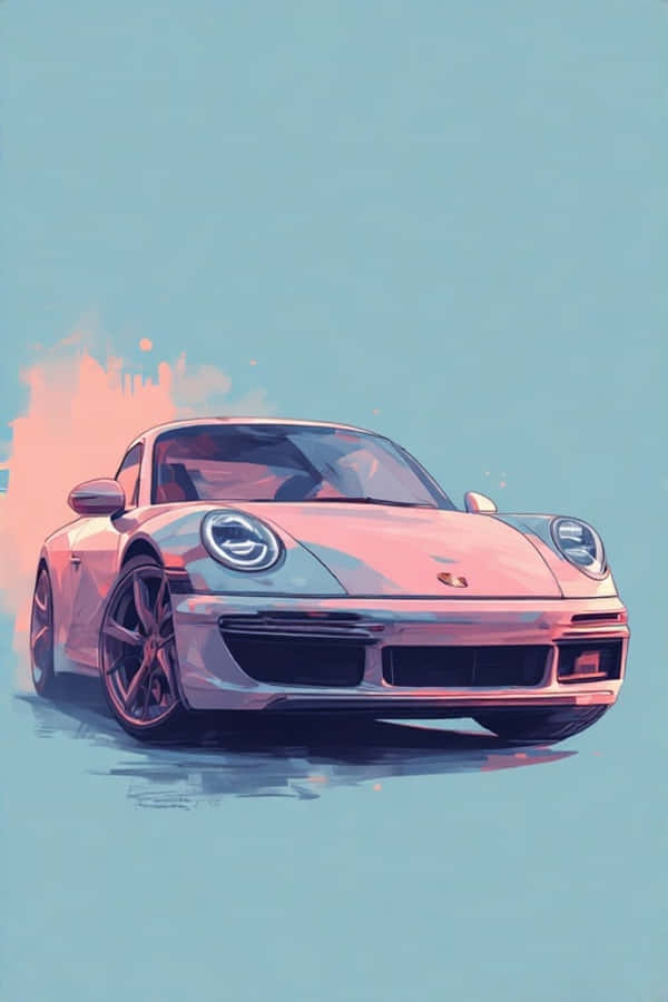 Minimalistinen Porsche 911 Pastellimuotokuva Elegantti 4K Pystykuva Taustakuvat