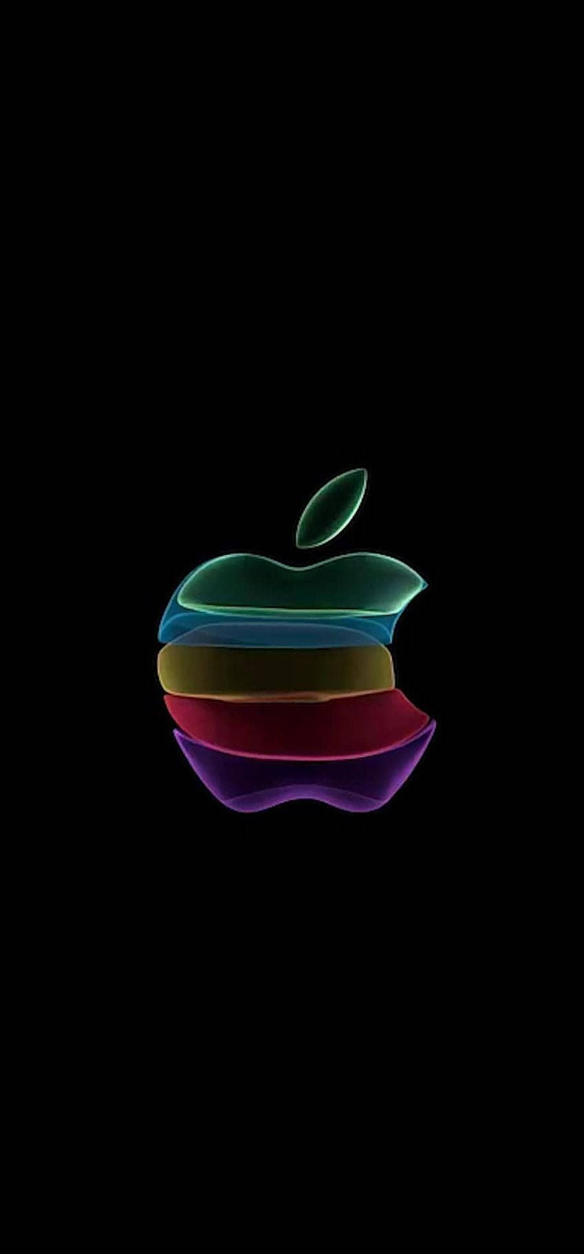 Minimalistinen sateenkaariomena-logo iOS 11 Taustakuvat