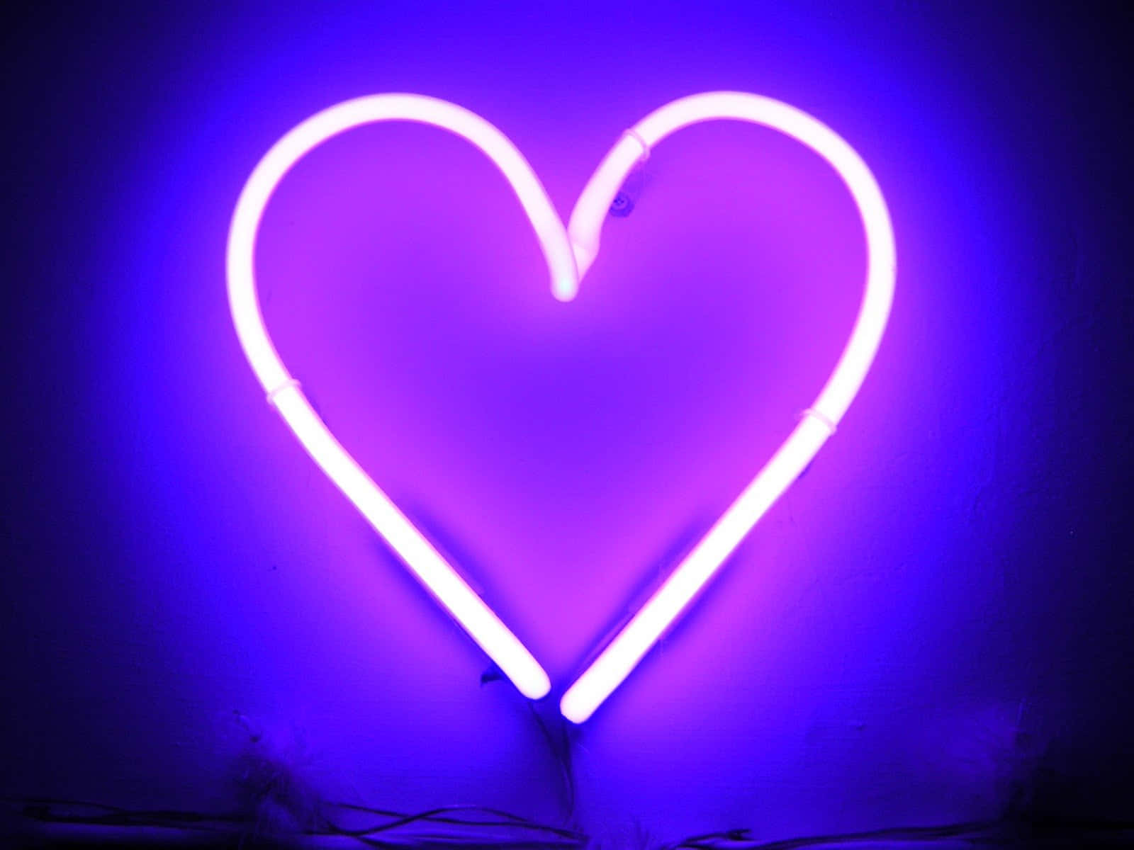 Minimalistinen violetti neon sydänvalo valokuva Taustakuvat