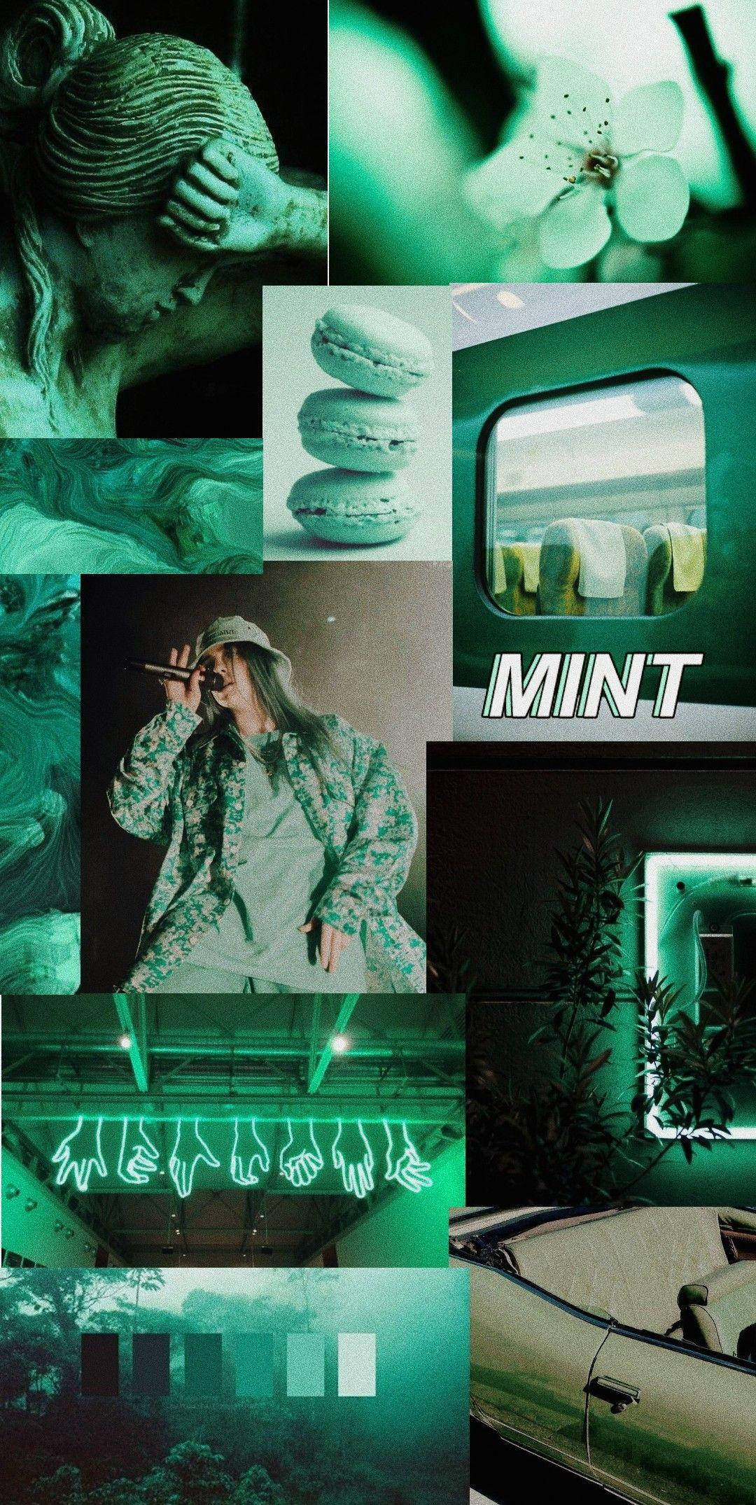 Mintinvihreä estetiikka Billie Eilish Taustakuvat