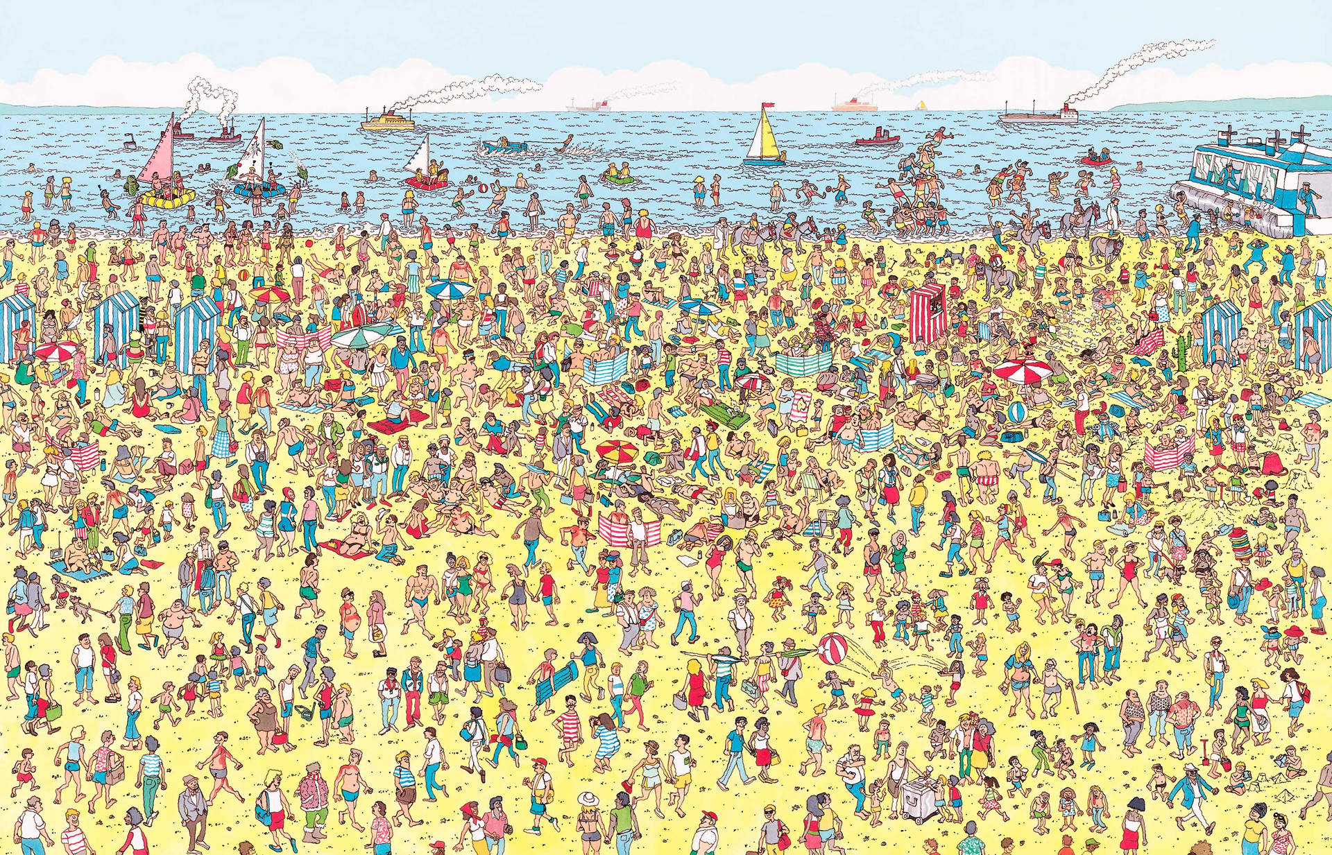 Missä on Waldo? Rantaväkijoukko