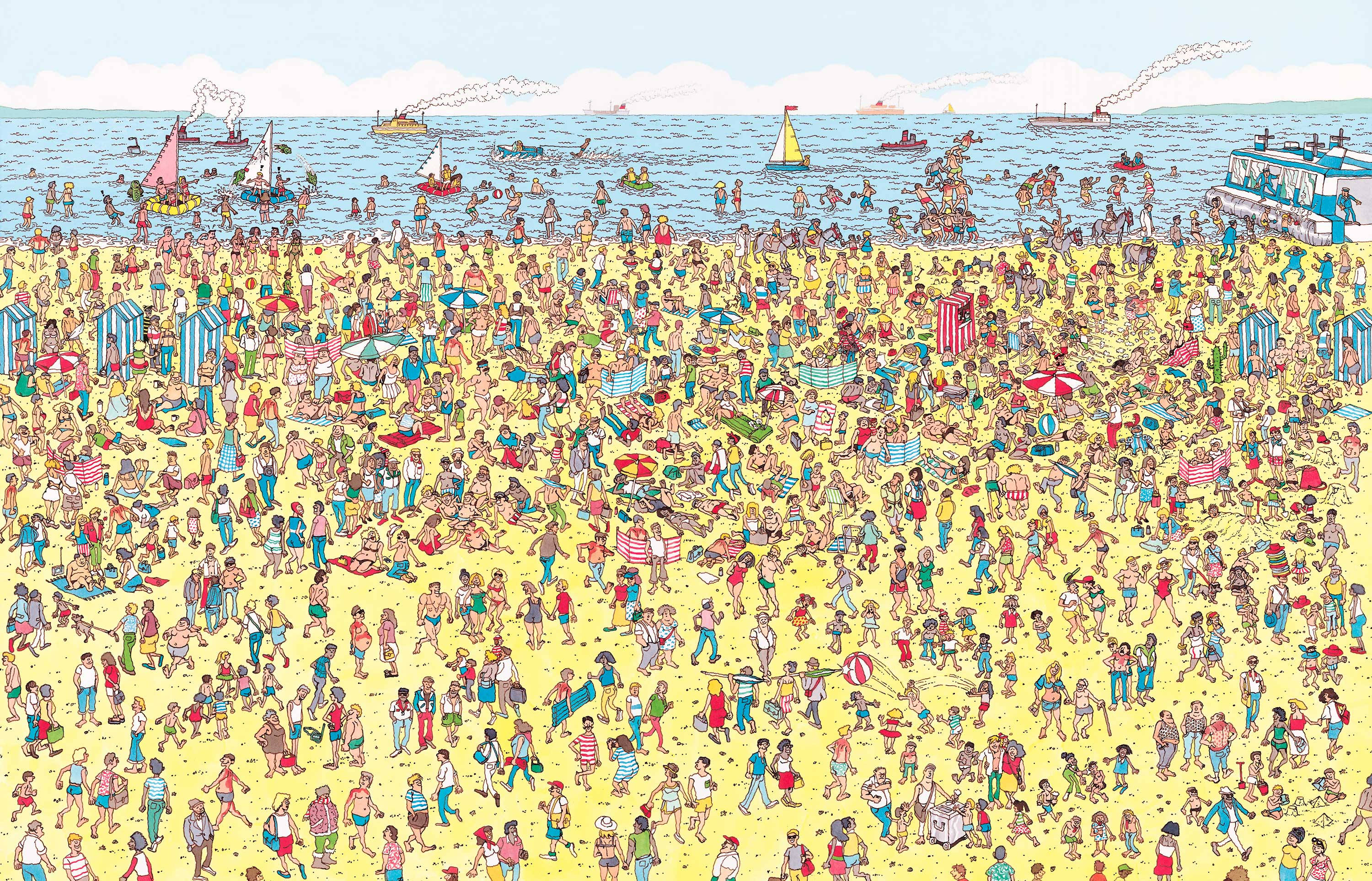 Missä on Waldo? Rantaväkijoukko Taustakuvat