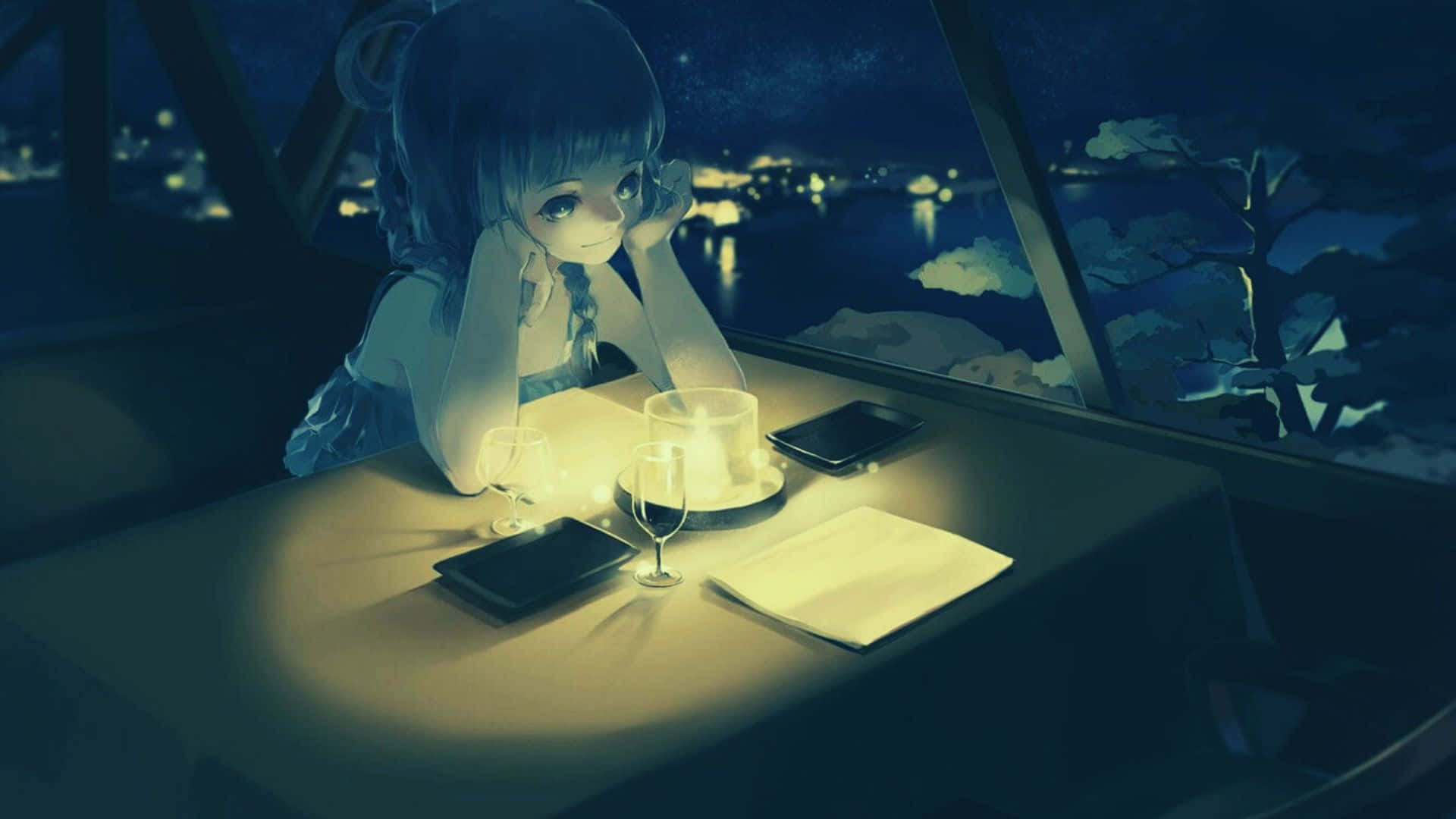 Moderni kahvilakonsepti anime-tyylisellä designilla Taustakuvat