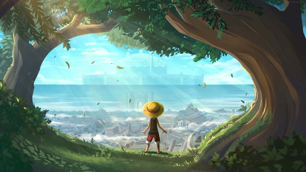 Monkey D. Luffy purjehtii Grand Linella etsien One Pieceä Taustakuvat