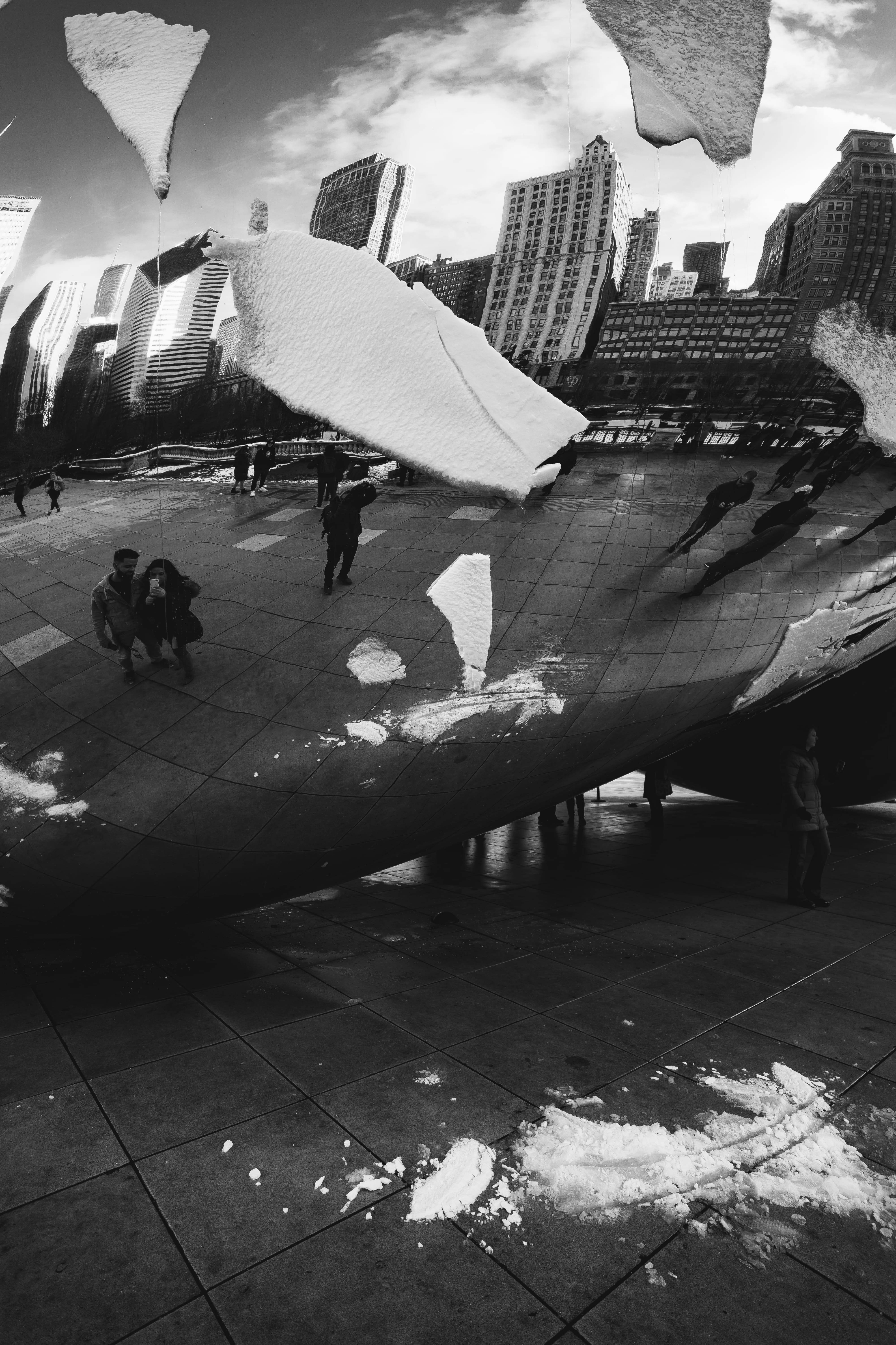 Monokromaattinen The Bean Chicagossa lumella Taustakuvat