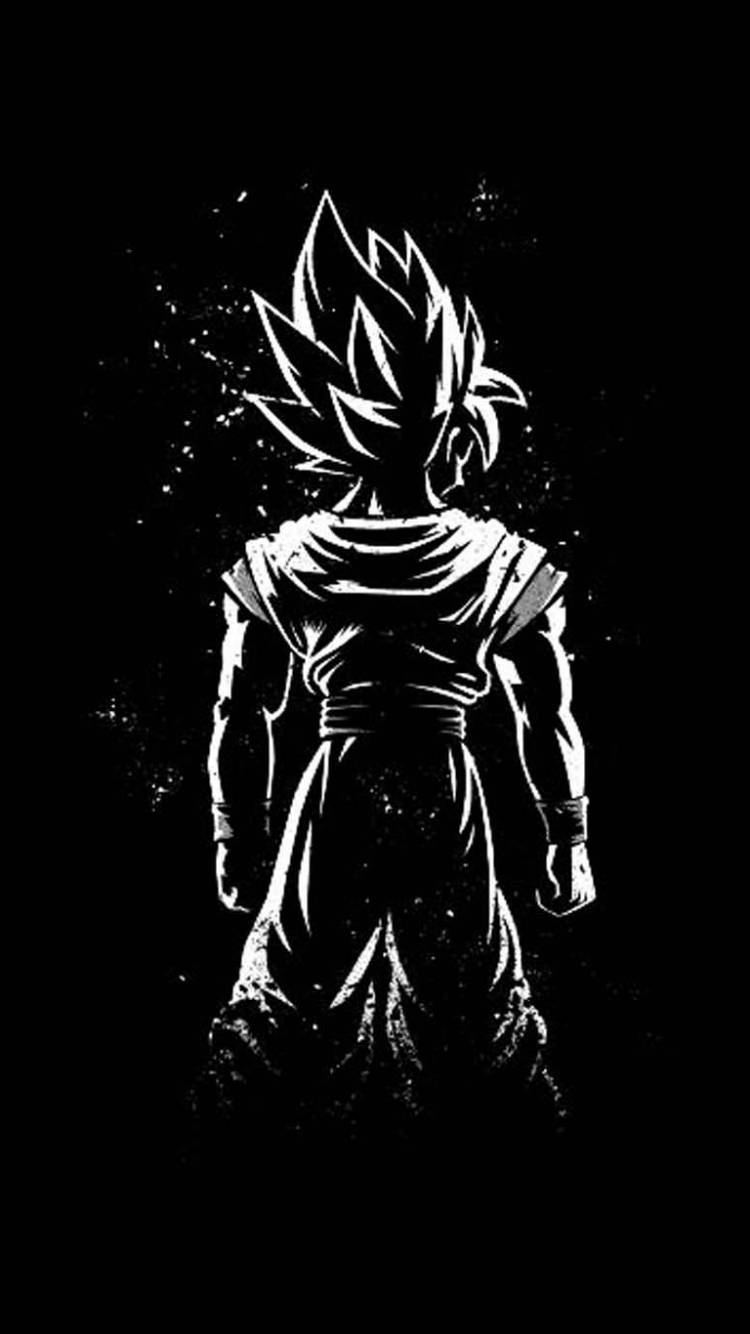 Monokromi Musta Goku Puhelin Taustakuvat