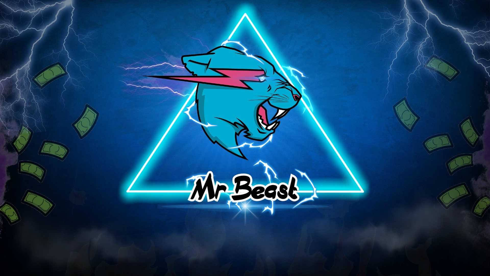 Mr Beast -logo neonkolmiolla Taustakuvat