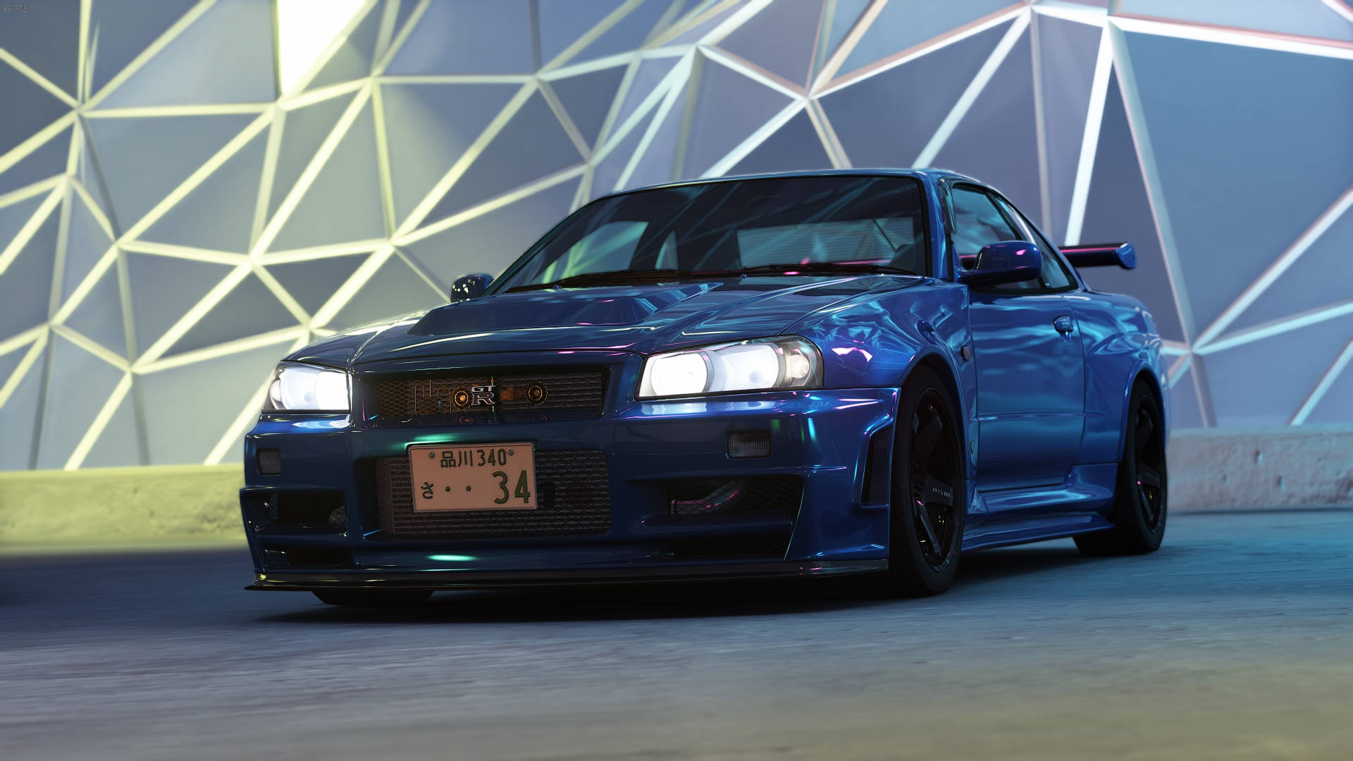 Mukautettu sininen Nissan Skyline GTR R34 Taustakuvat