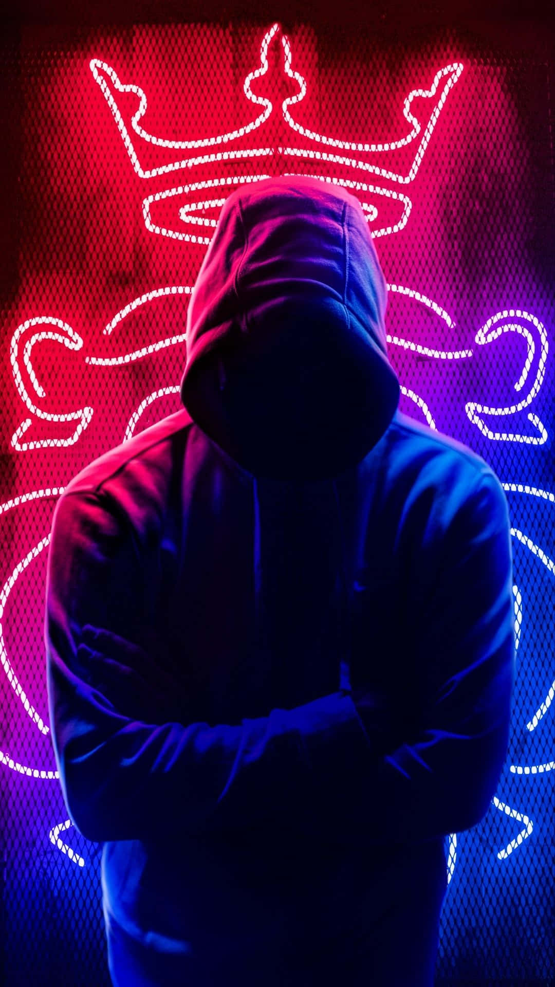 Muotokuva Huppari Neon Tausta Taustakuva Taustakuvat