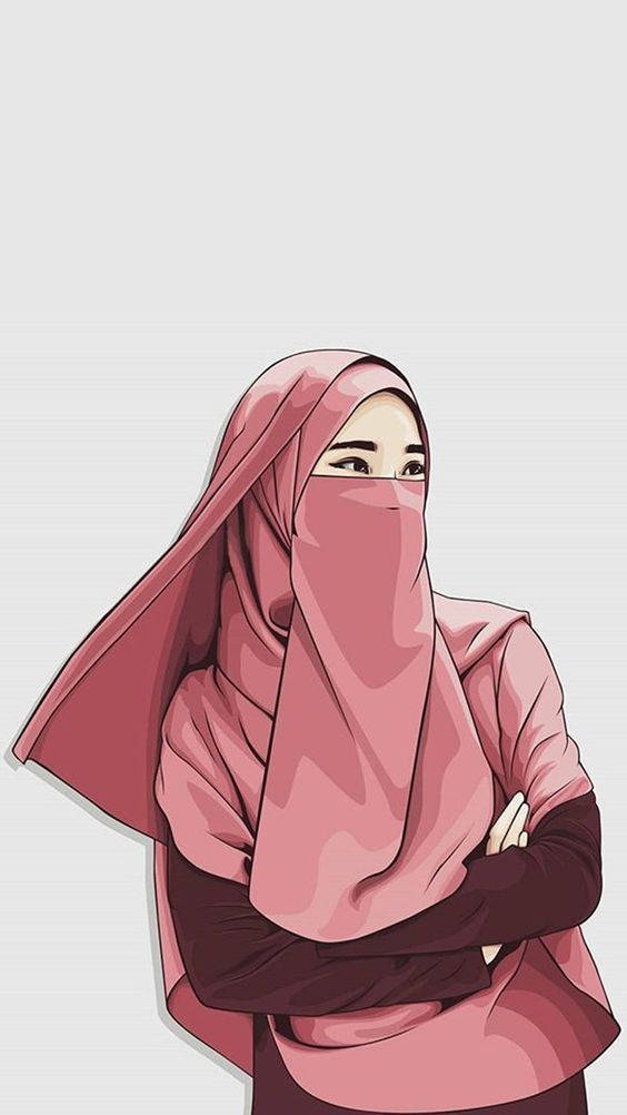 Muslimityttö Hijab-piirros Taustakuvat