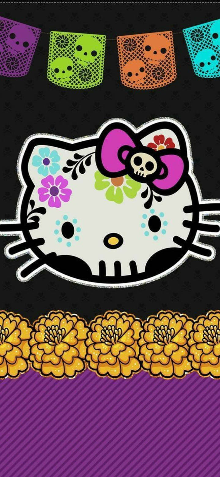 Musta Dia De Los Muertos Hello Kitty Taustakuvat