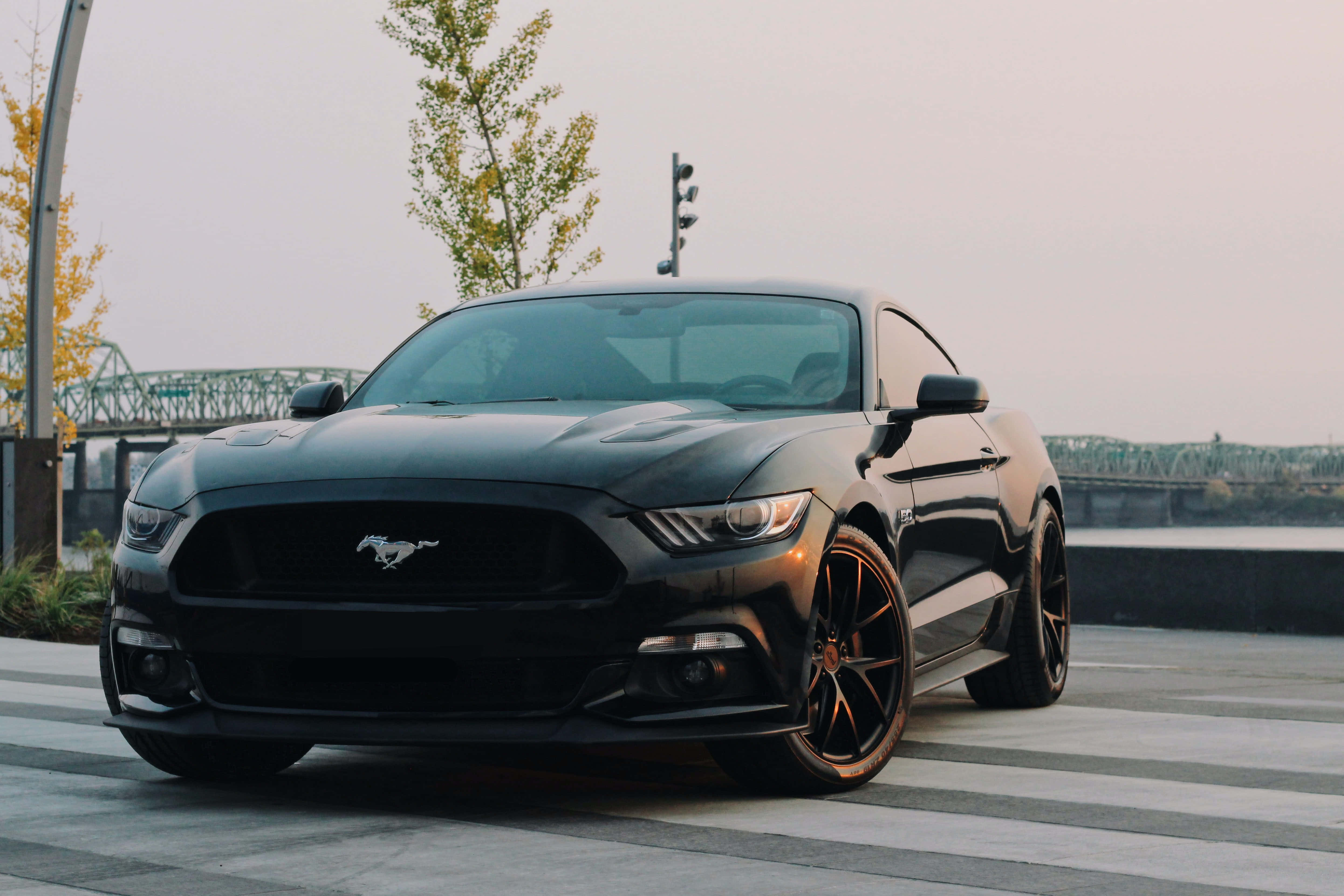 musta ford mustang pysäköitynä kadulla Taustakuvat