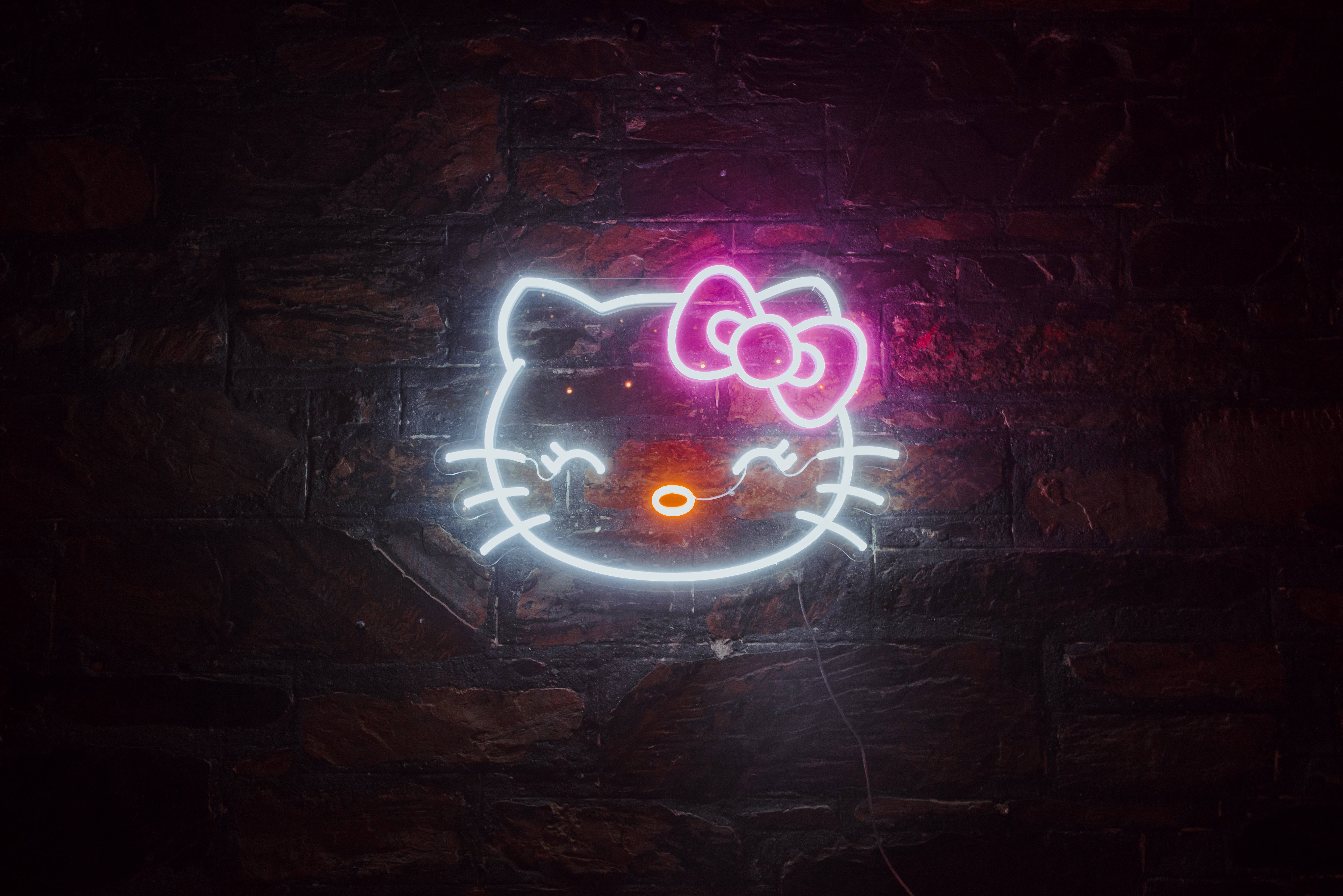 Musta Hello Kitty neonvaloissa Taustakuvat