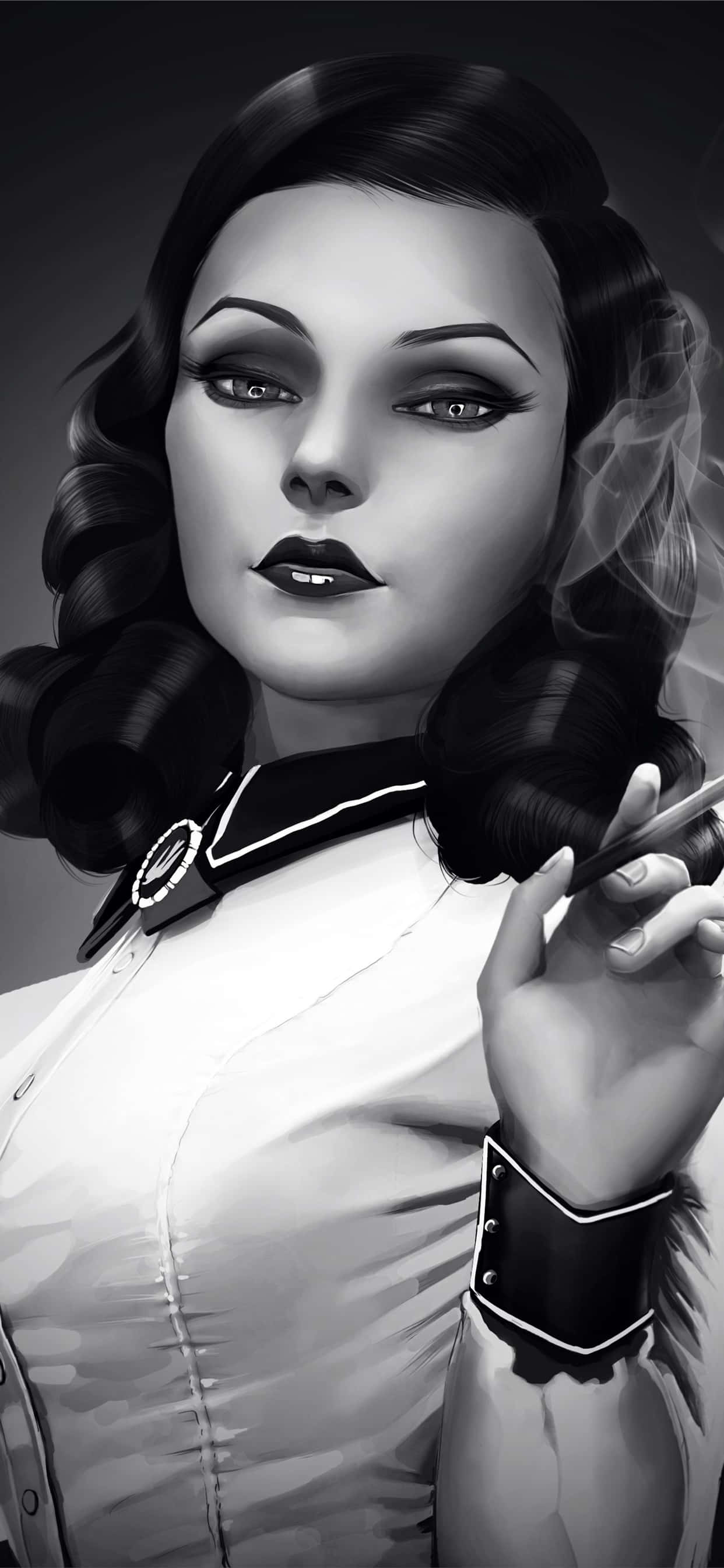 Musta ja valkoinen iPhone Xs Max Bioshock Infinite -taustakuva Taustakuvat
