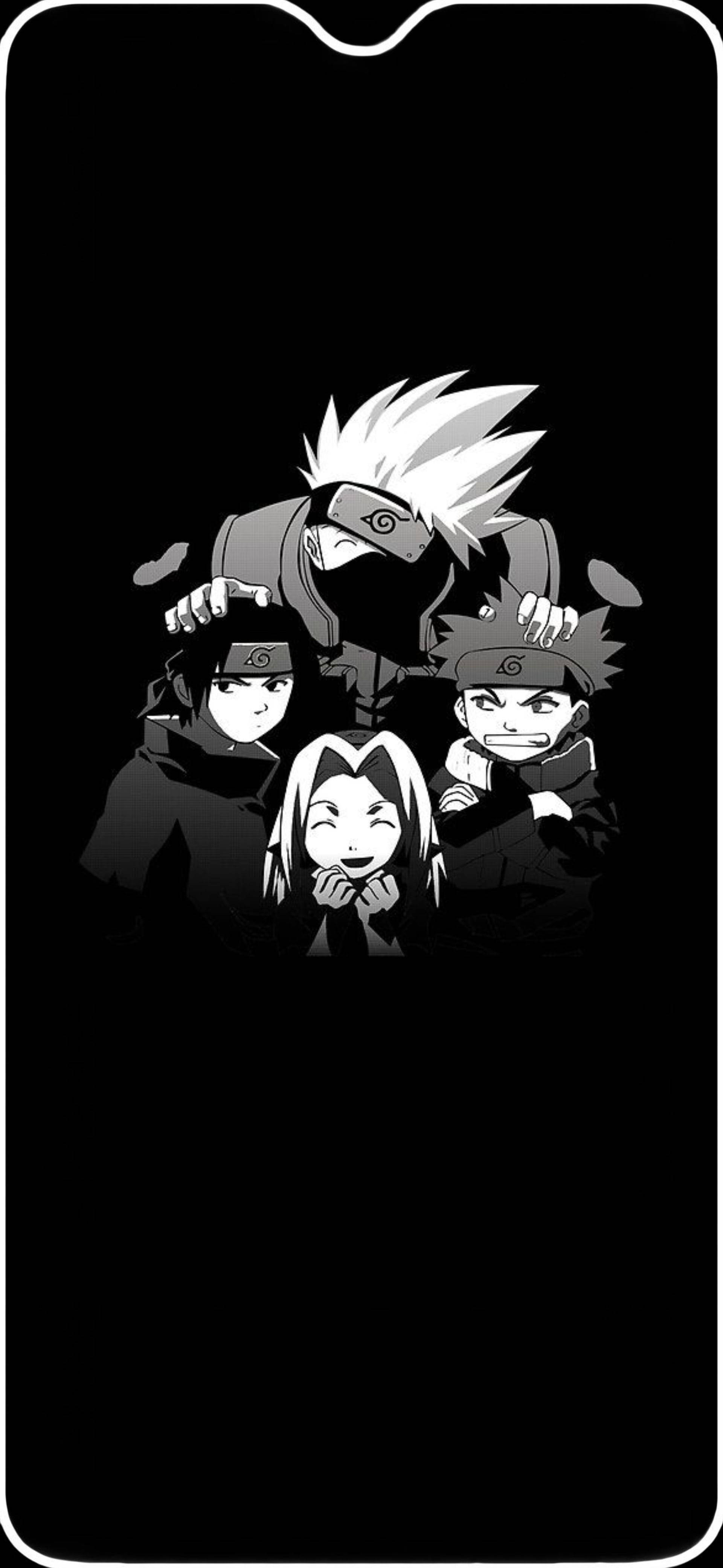 Musta ja valkoinen Tiimi 7 Naruto iPhone Taustakuvat