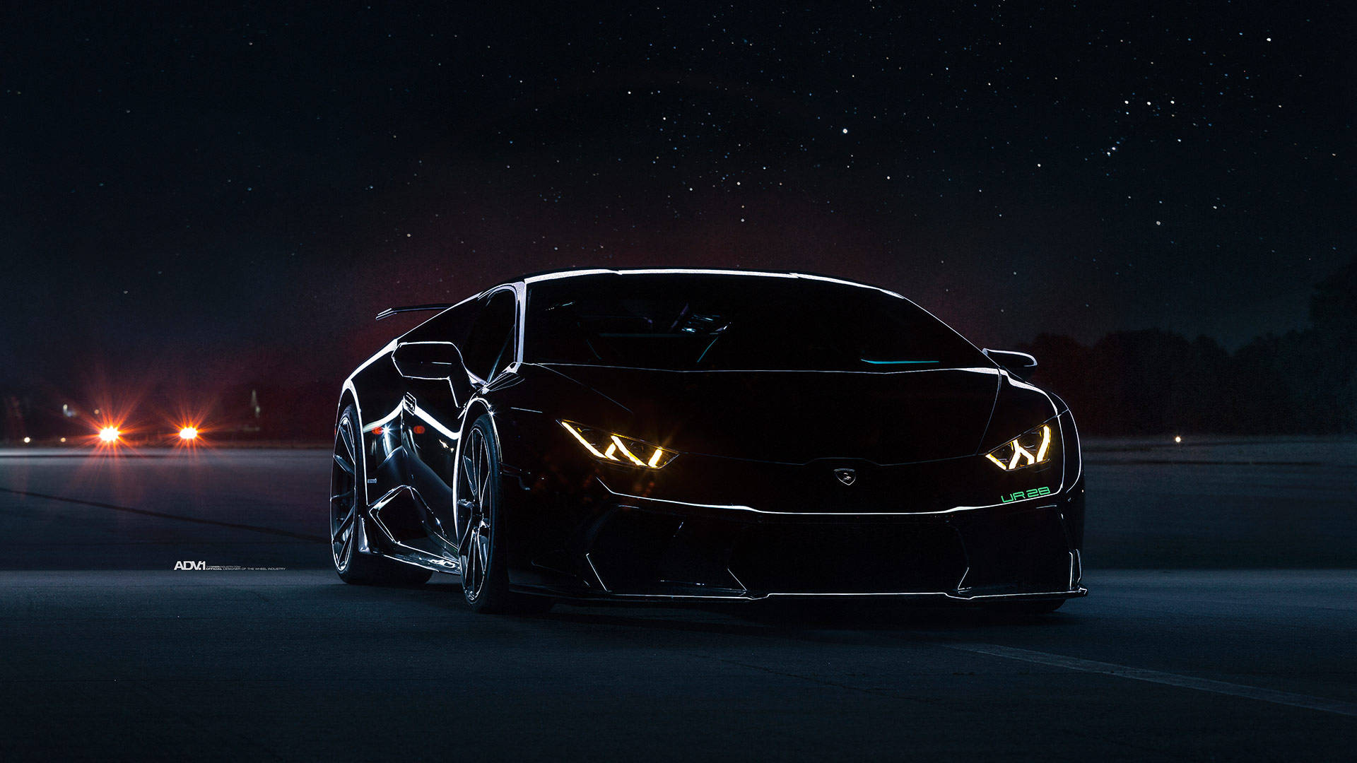 Musta Lamborghini yöllä Taustakuvat