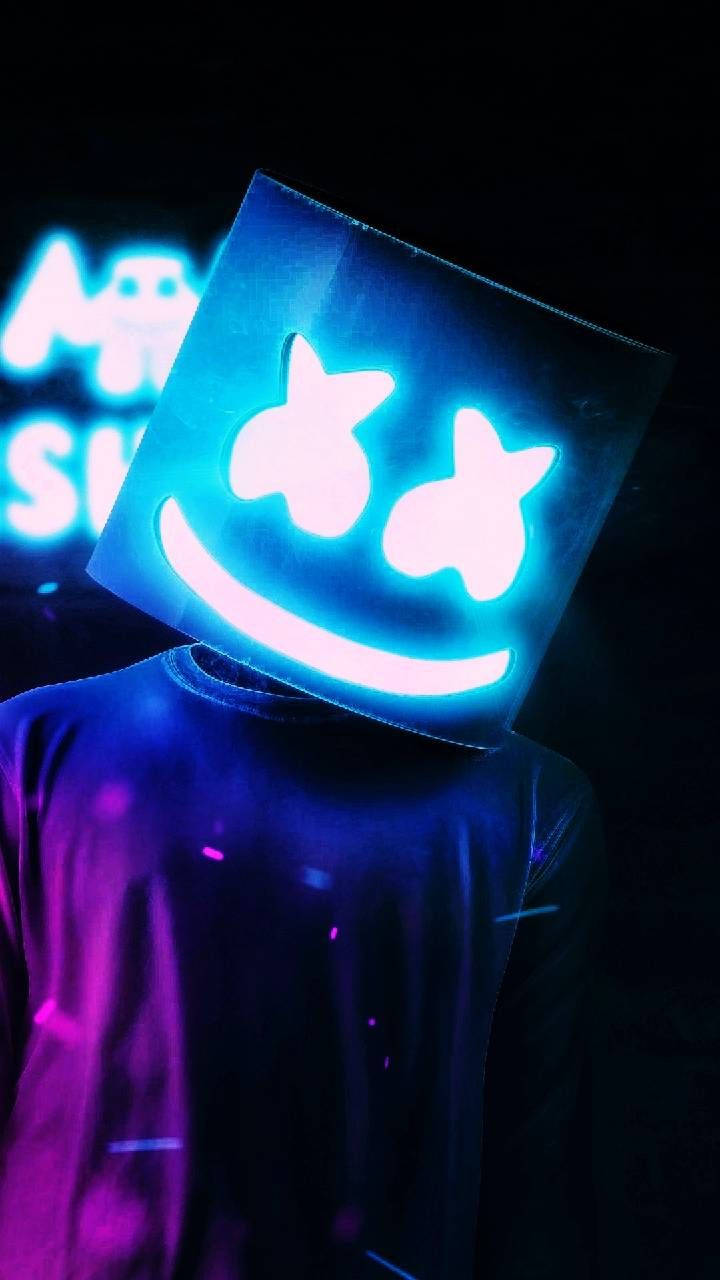 Musta Marshmello Neon Kypärä Taustakuvat
