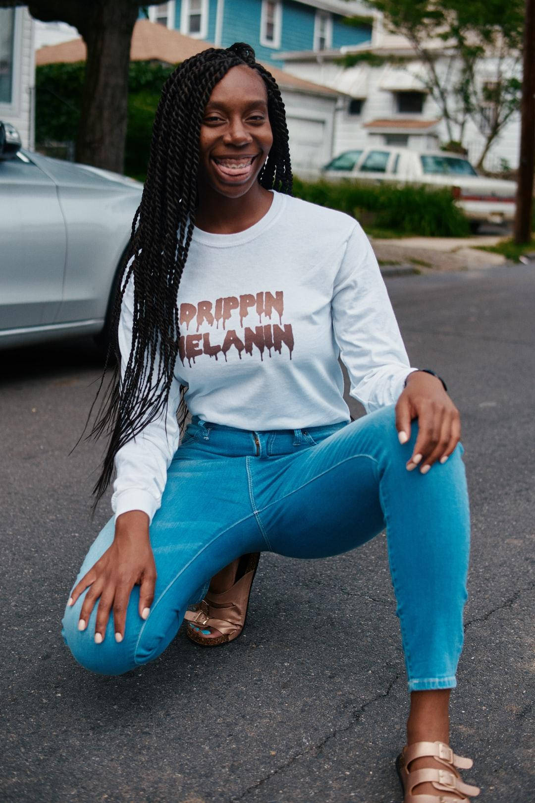 Mustan tytön baddie-paita Drippin' Melanin Taustakuvat