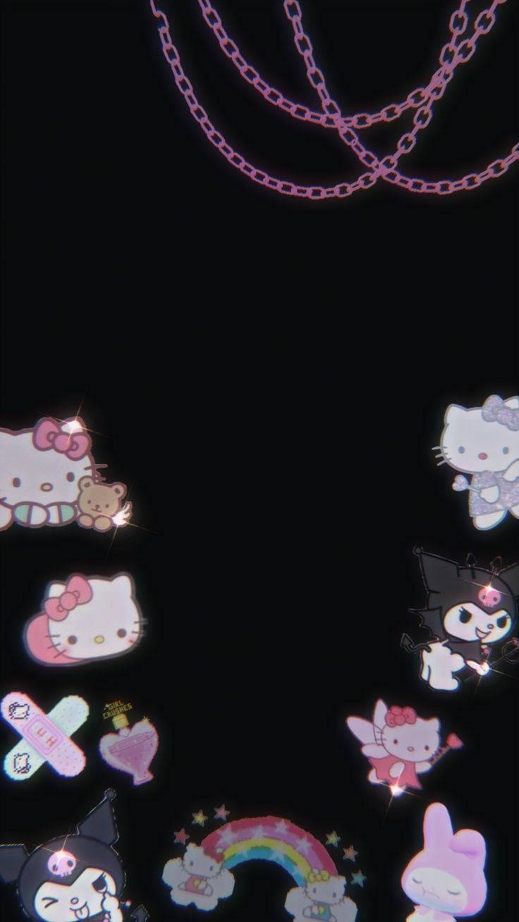 Mustat Hello Kitty ja Sanrio-hahmot Taustakuvat