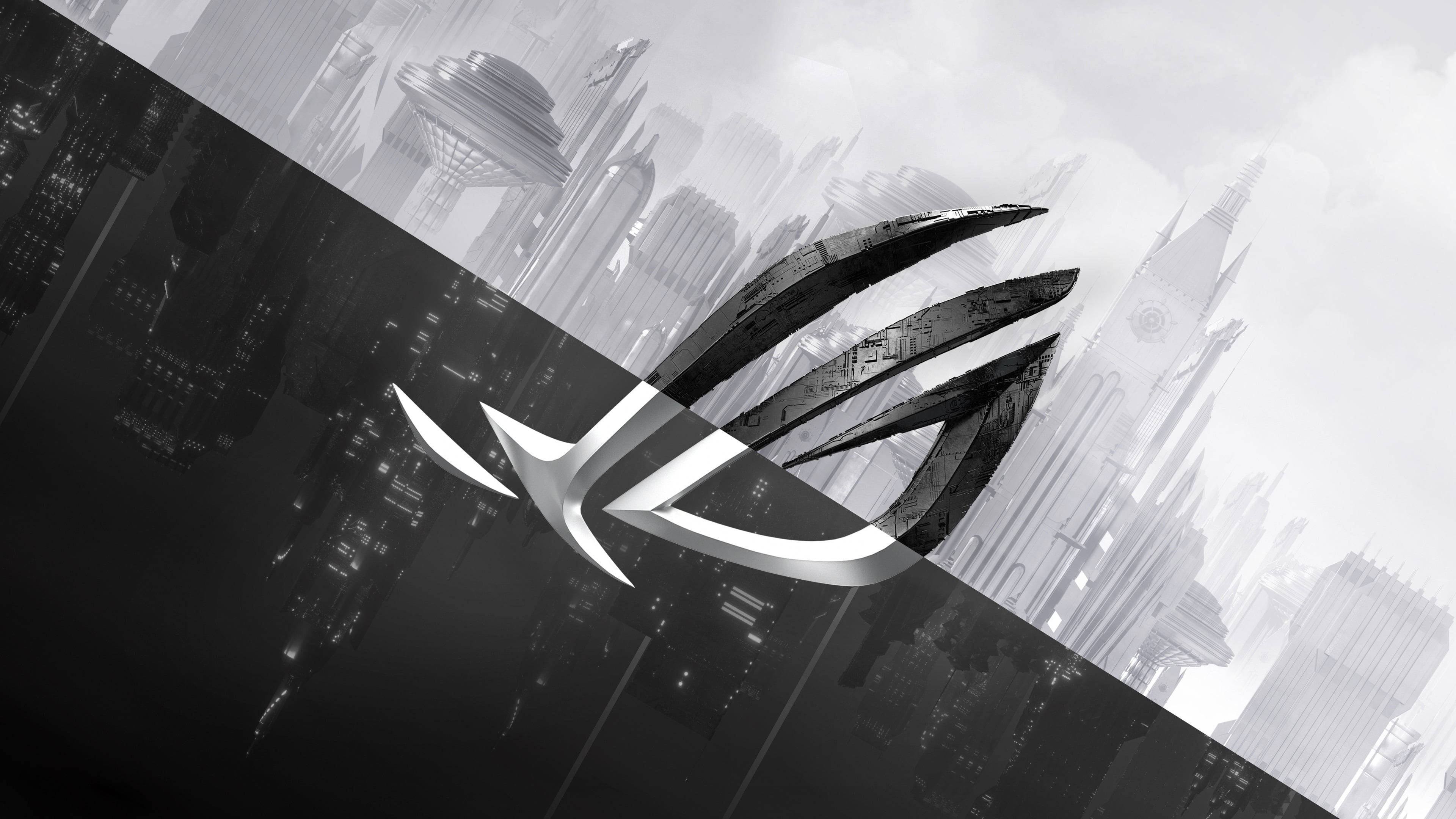 Mustavalkoinen Asus ROG -pelitietokoneen logo Taustakuvat