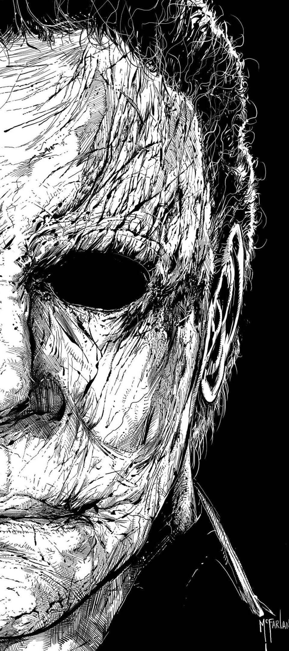 mustavalkoinen piirros halloween-naamiosta Taustakuvat